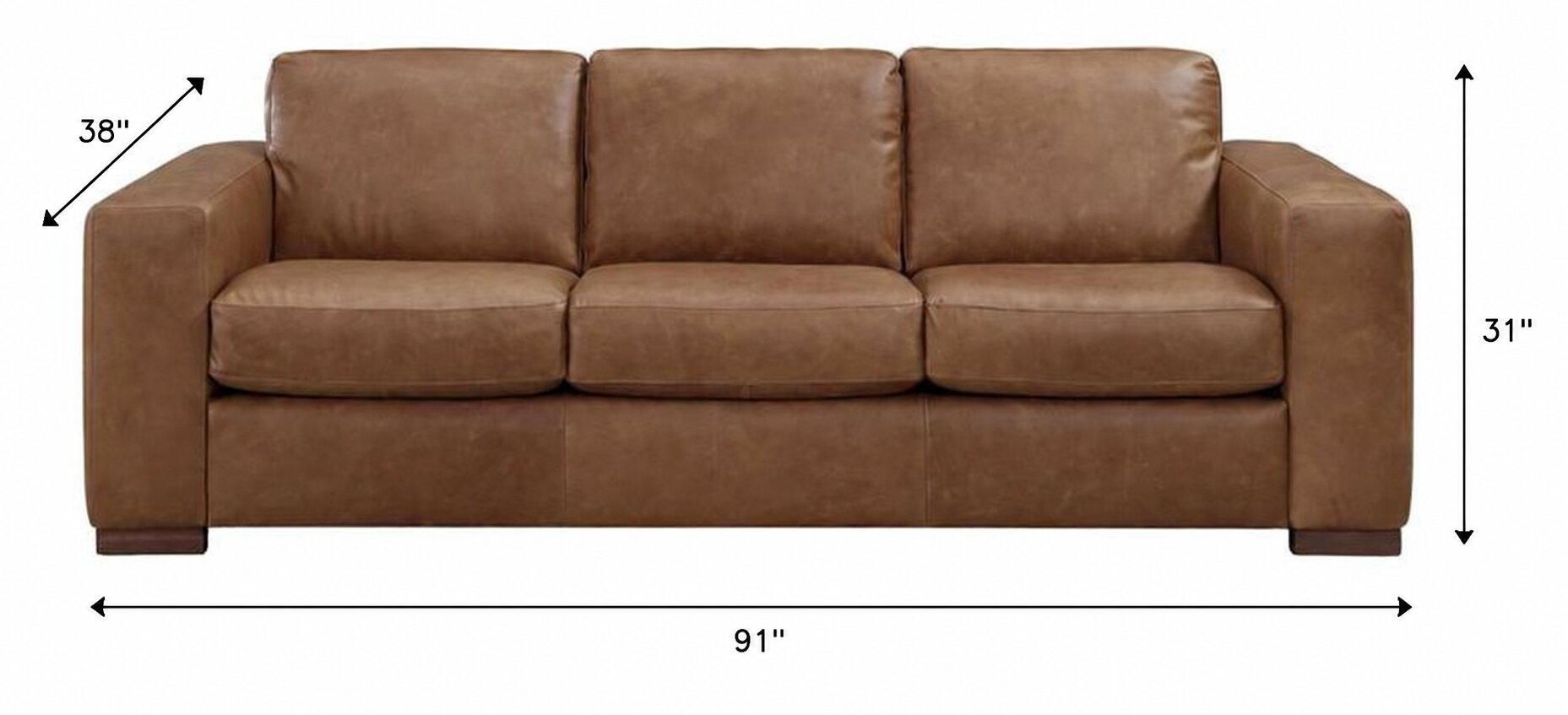 Inglewood Vintage Brown Derby Leather 91" Queen Sleeper Sofa