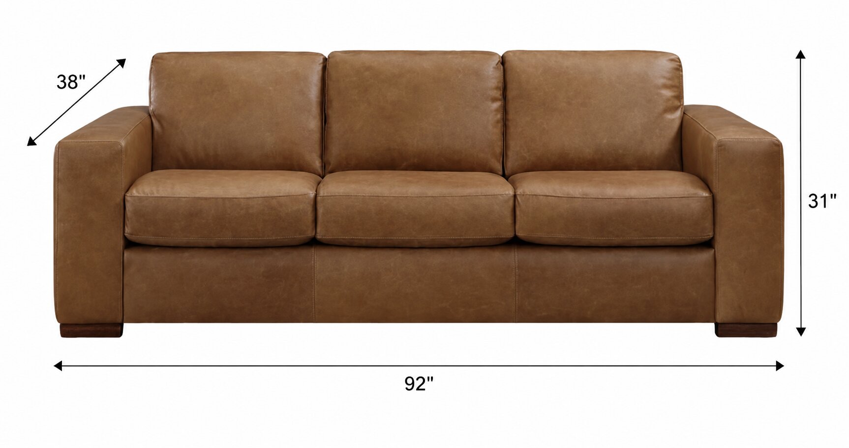 Inglewood Vintage Brown Derby Leather 92" Sofa