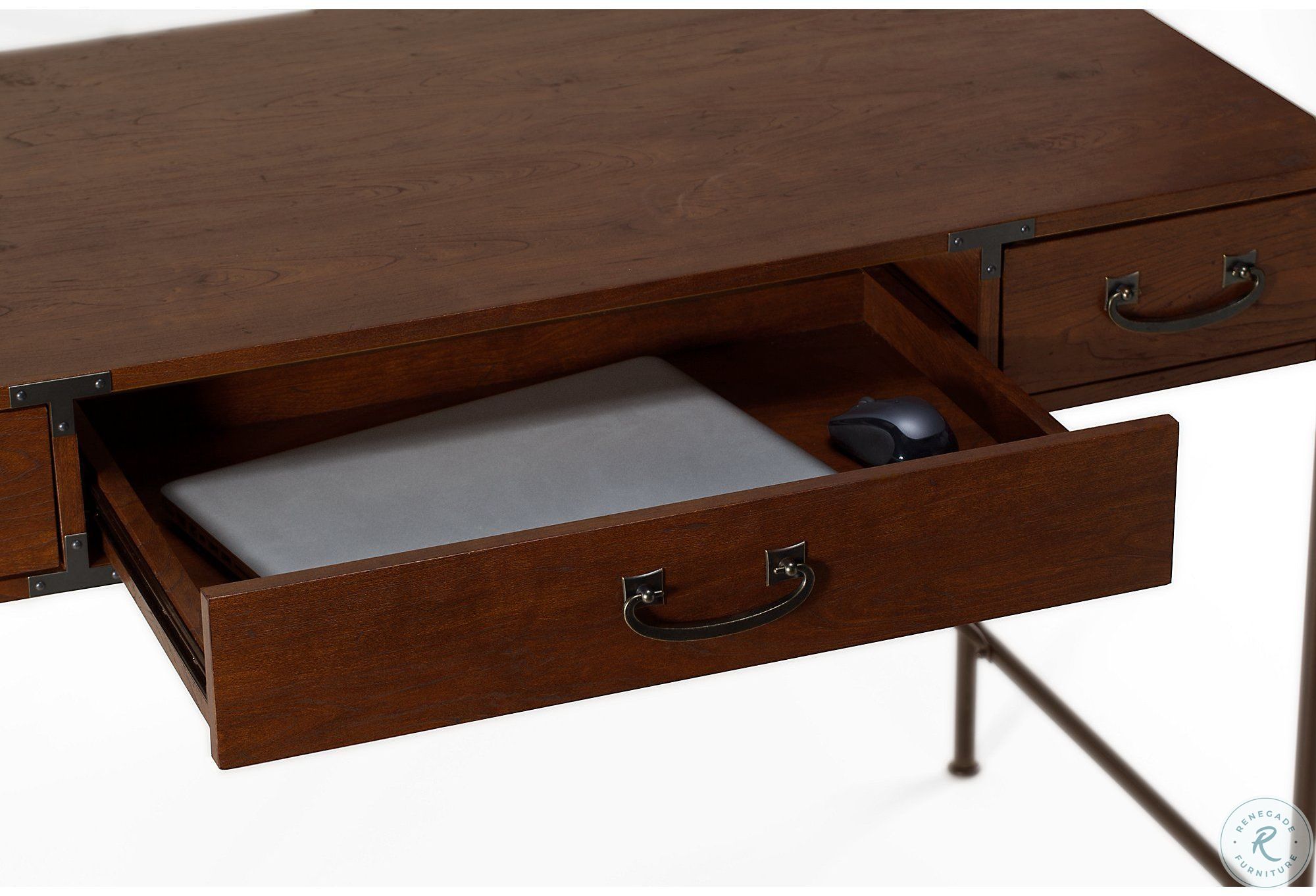 Ironworks Coastal Cherry 48 Writing Desk With 2 Drawer Pedestal