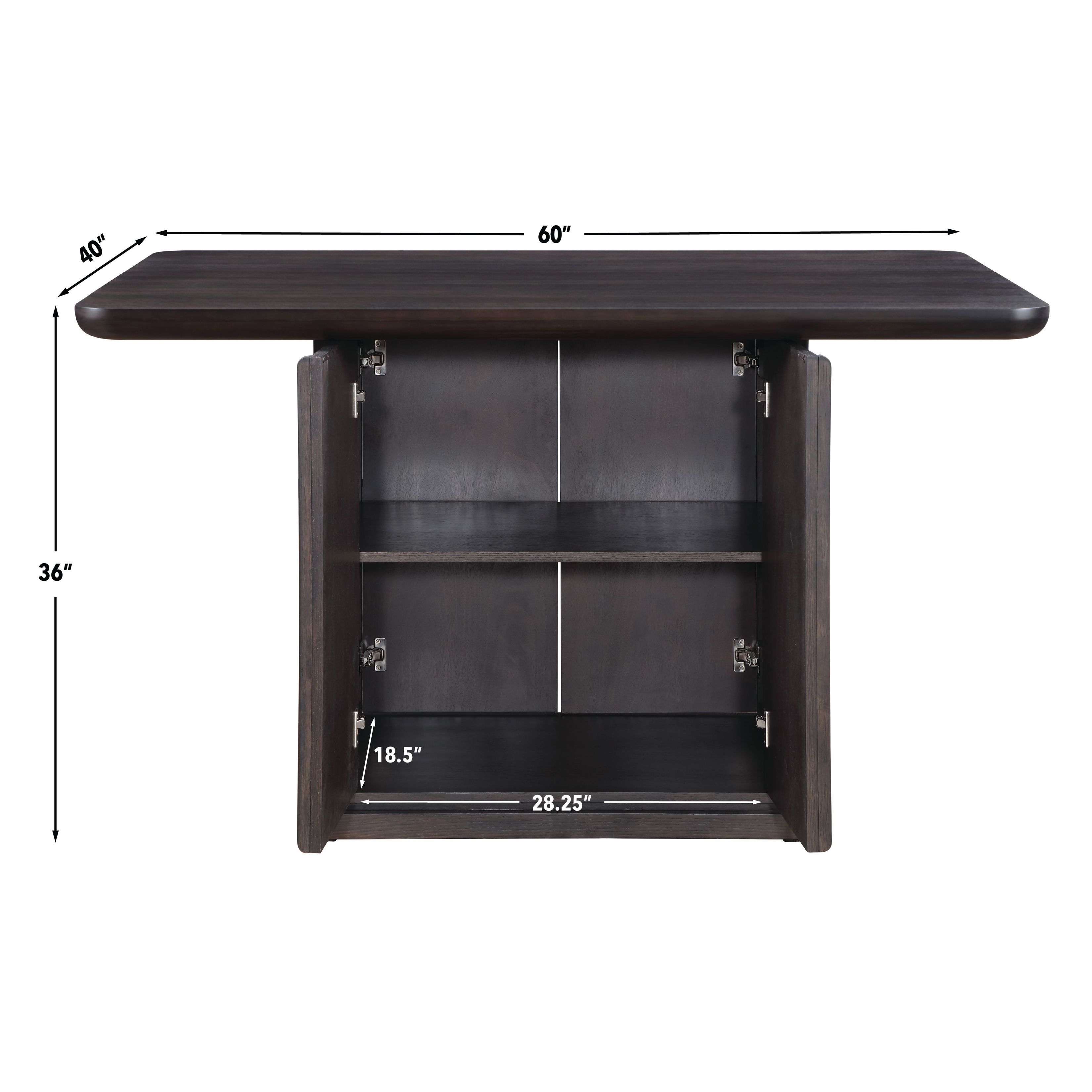 Oakley Black 60" Rectangular Counter Height Table with Storage