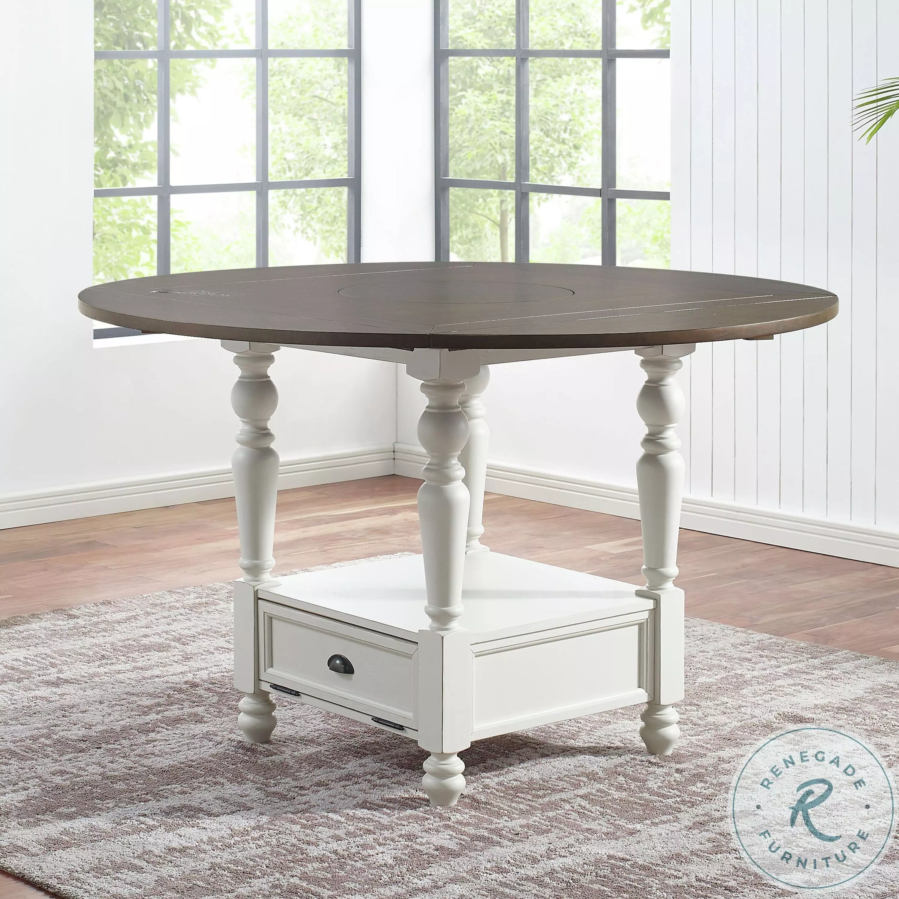 Joanna Ivory And Dark Oak Round Counter Height Dining Table from