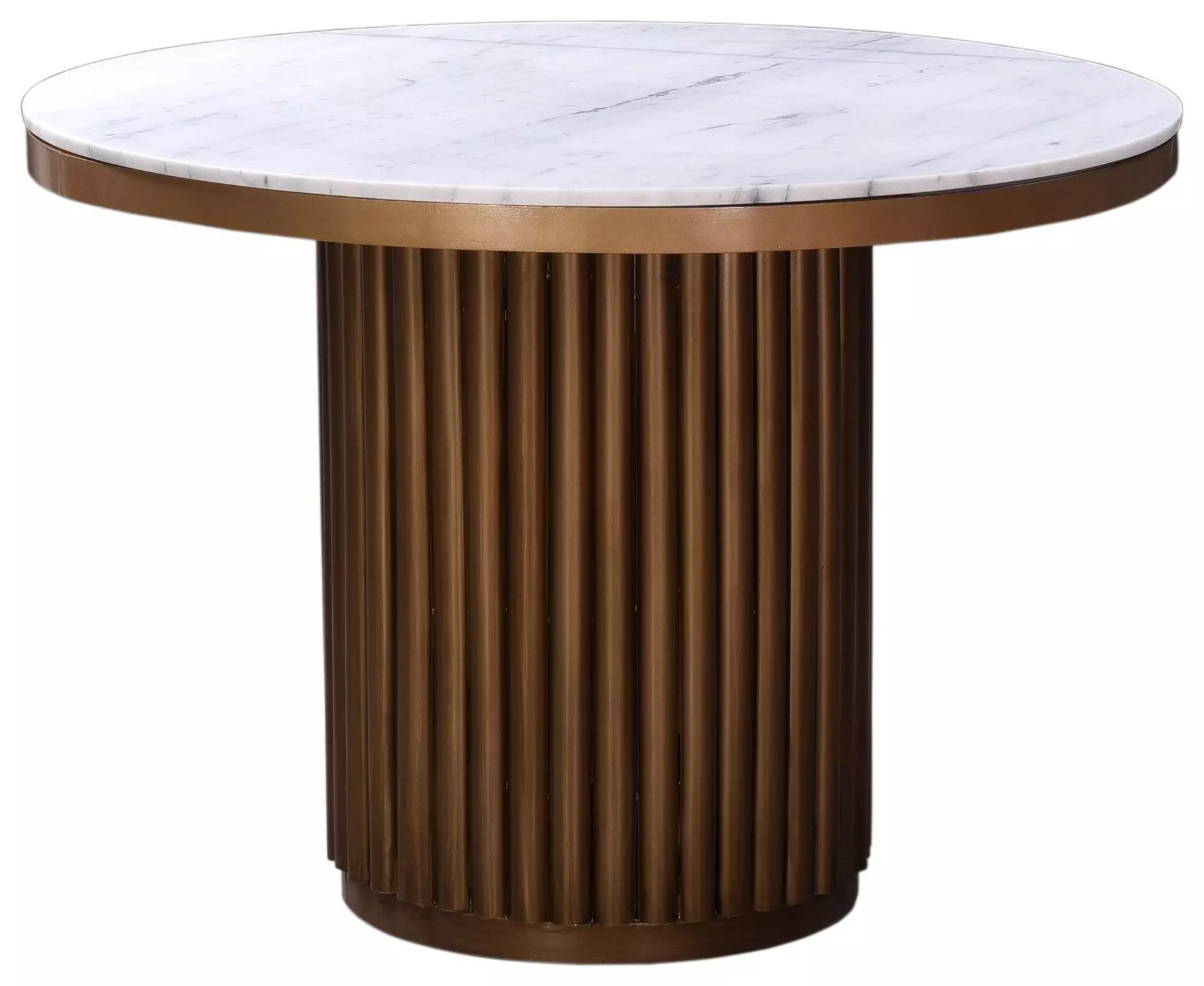 Archie Modern Classic White Marble Brass Metal Round Dining Table - 42"
