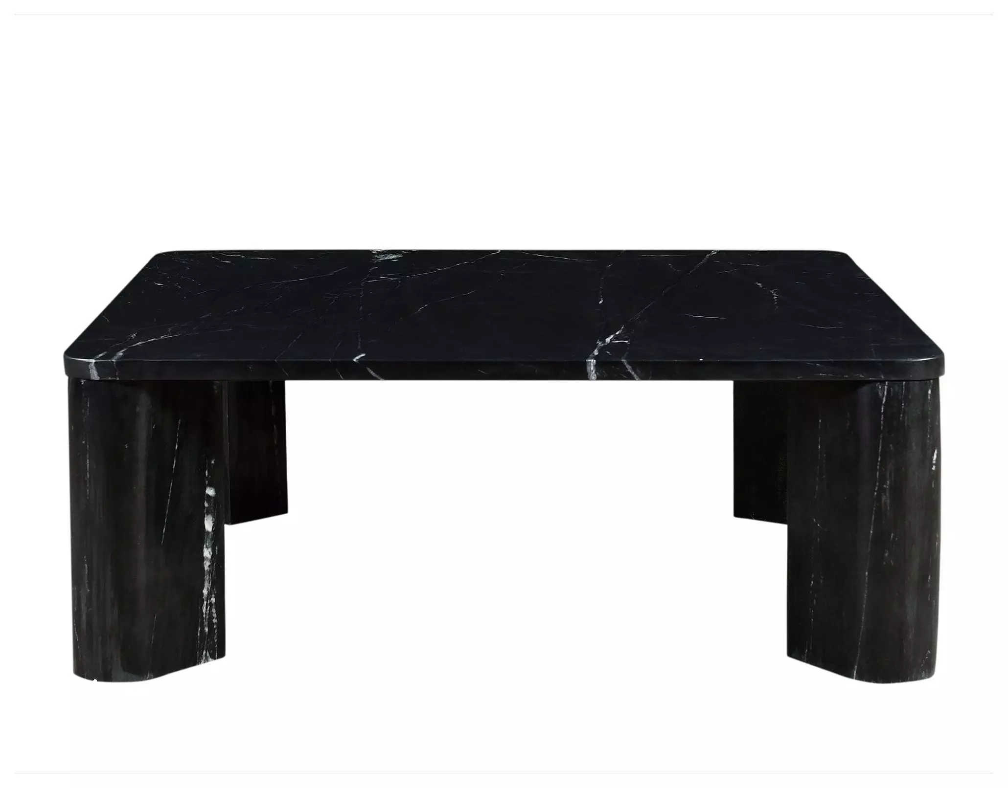 Segment Jetty Black Square Marble Top Coffee Table