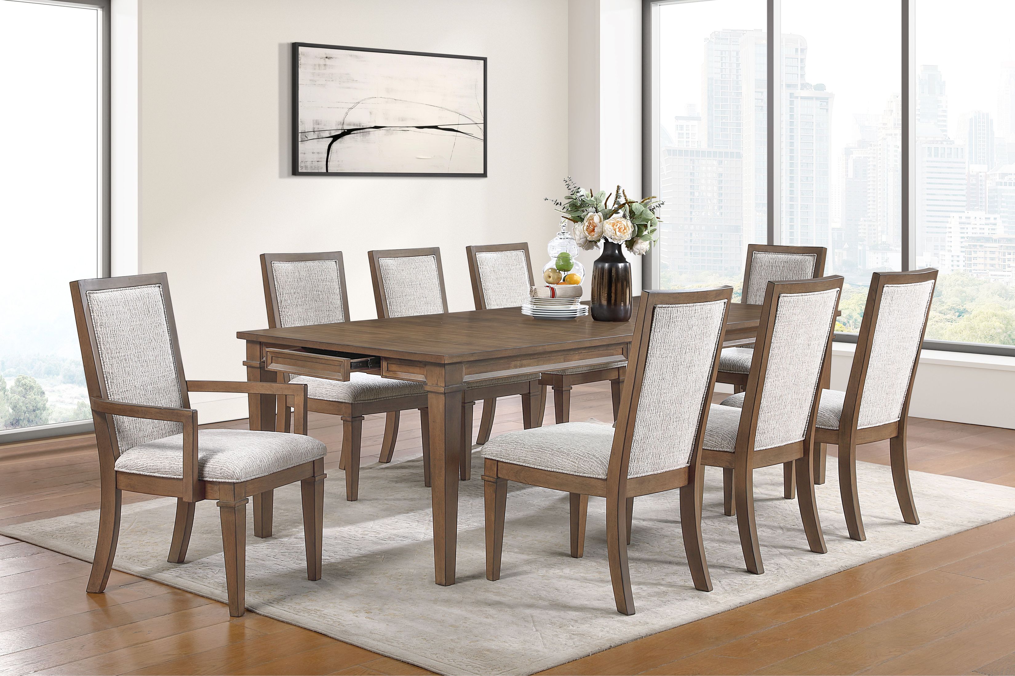 Mariana Vintage Mocha Extendable Rectangular Dining Room Set From