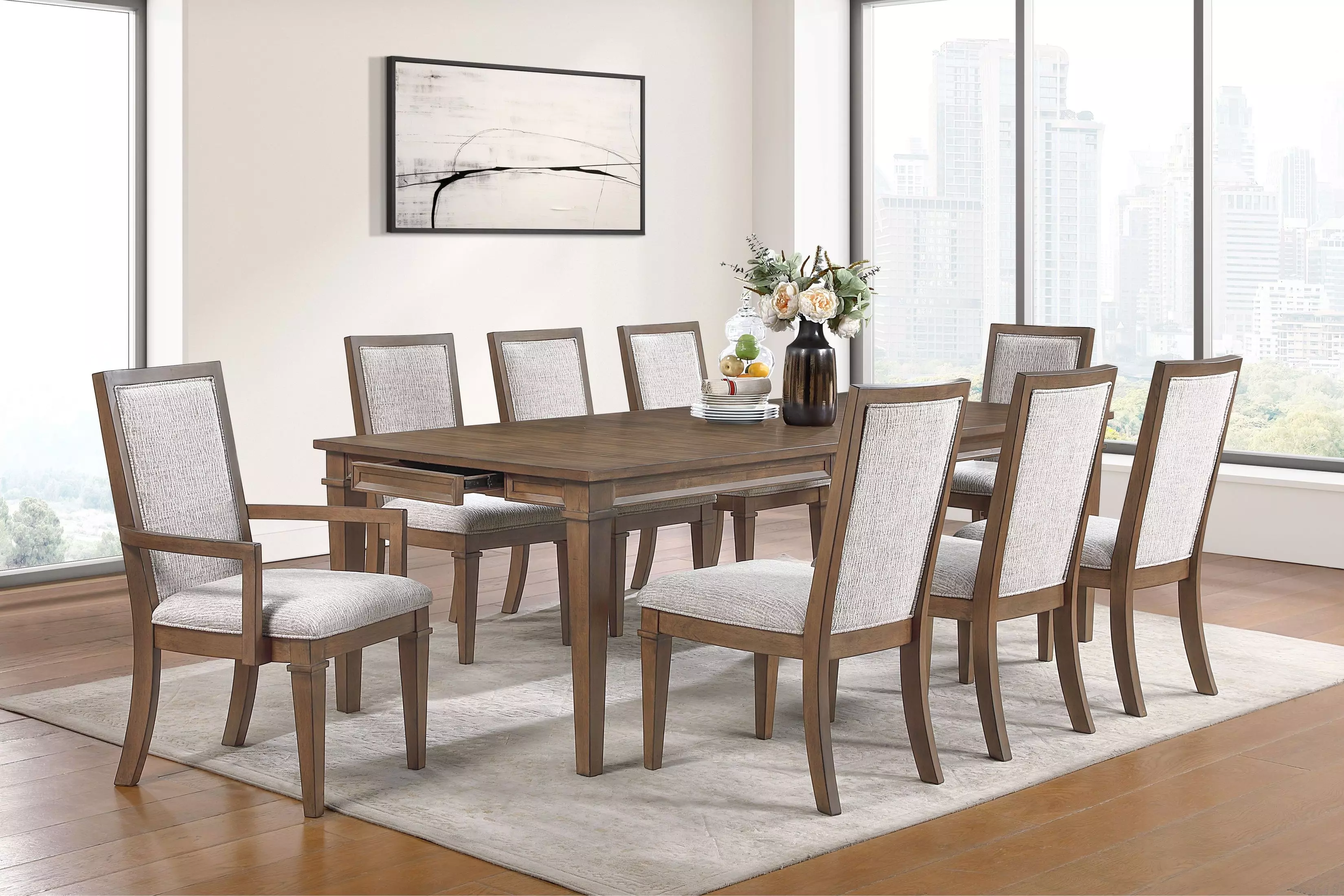 Mariana Vintage Mocha Extendable Rectangular Dining Room Set From
