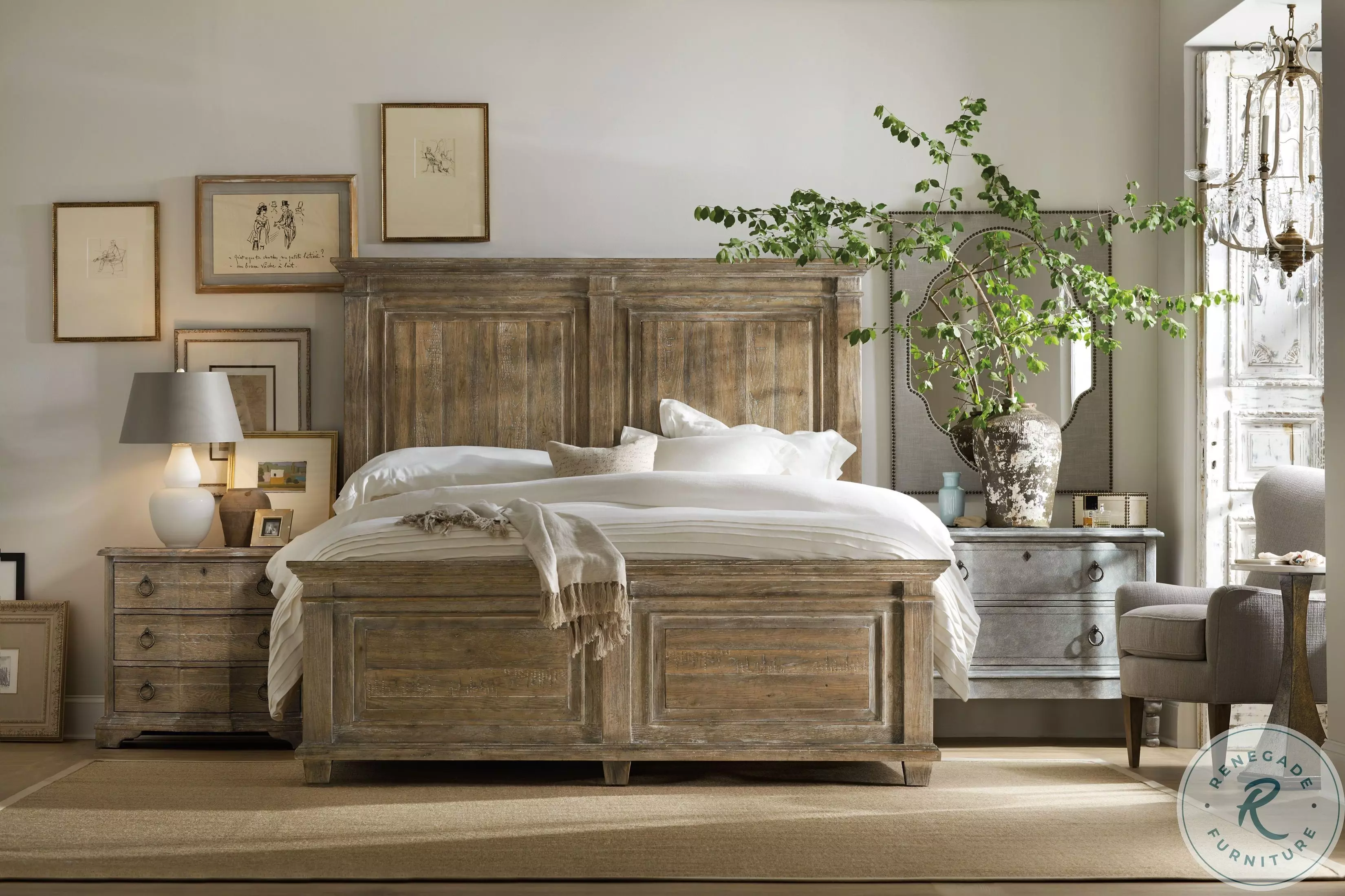 ROOM様　1本　5包　5包 Boheme Light Wood Laurier Panel Bedroom Set from Hooker | Coleman