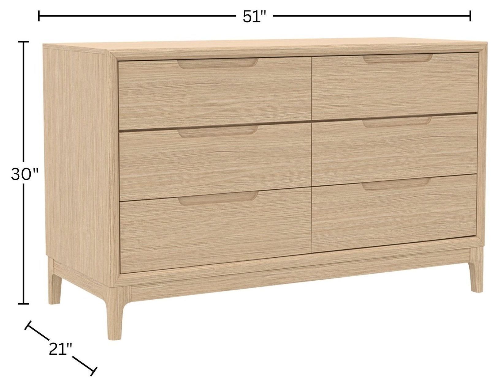 June Light Oak 6 Drawers Dresser