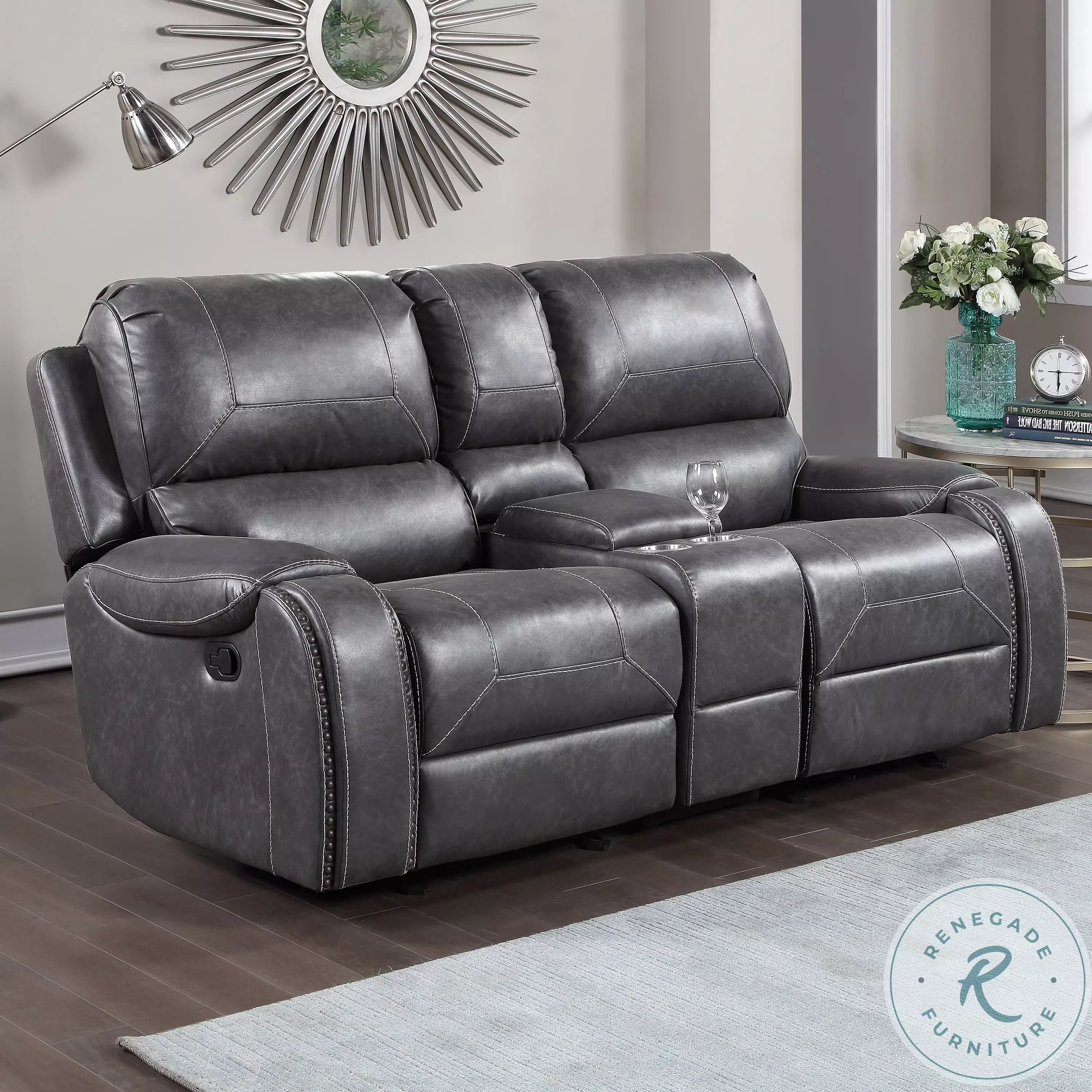 Keily Dove Gray Manual Glider Reclining Loveseat From Home