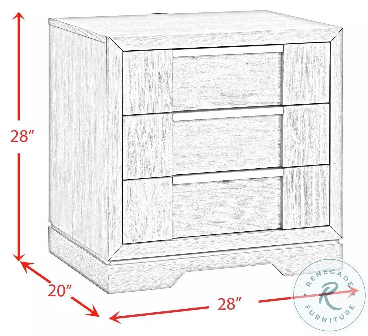 Argo Grey 3 Drawer Nightstand