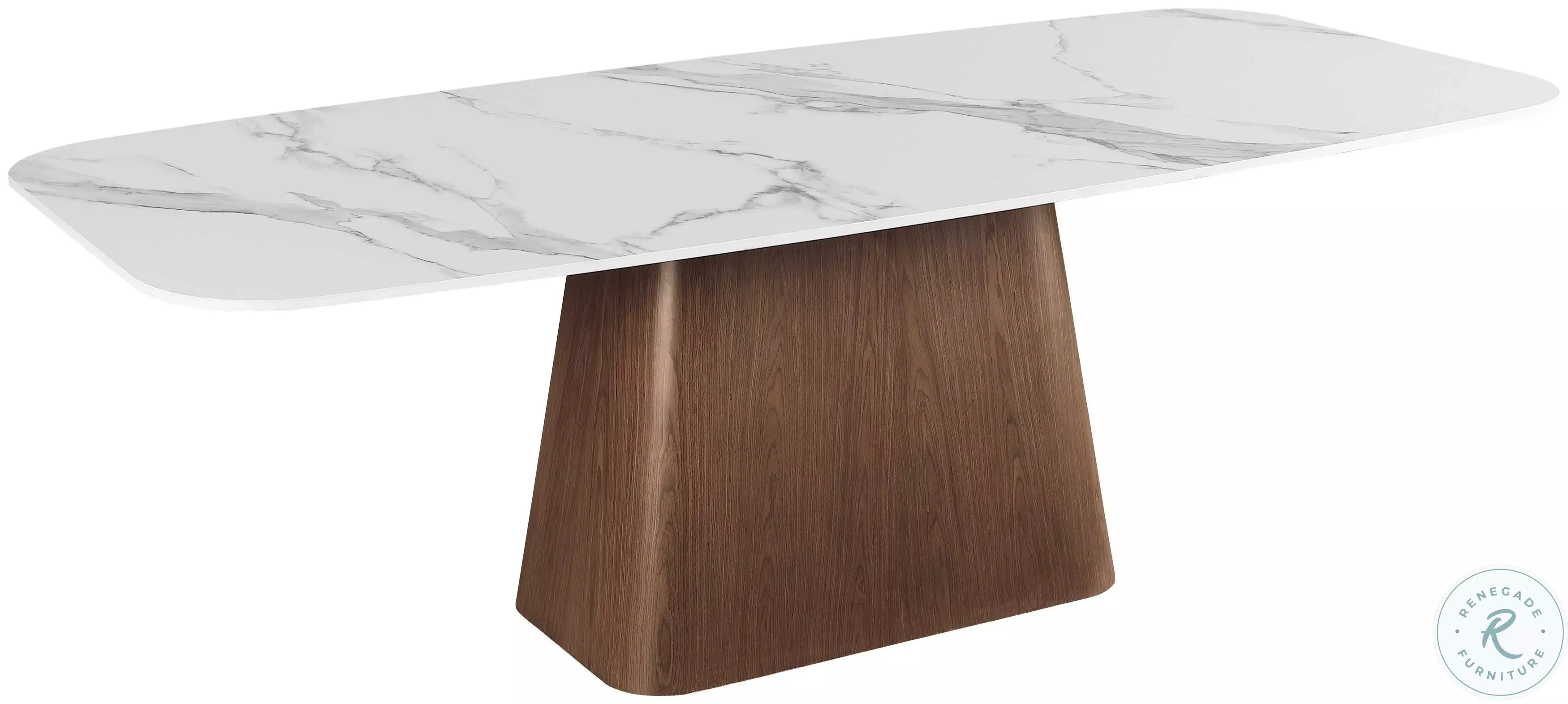 Kenza Matte White And Walnut Dining Table From Chintaly Imports