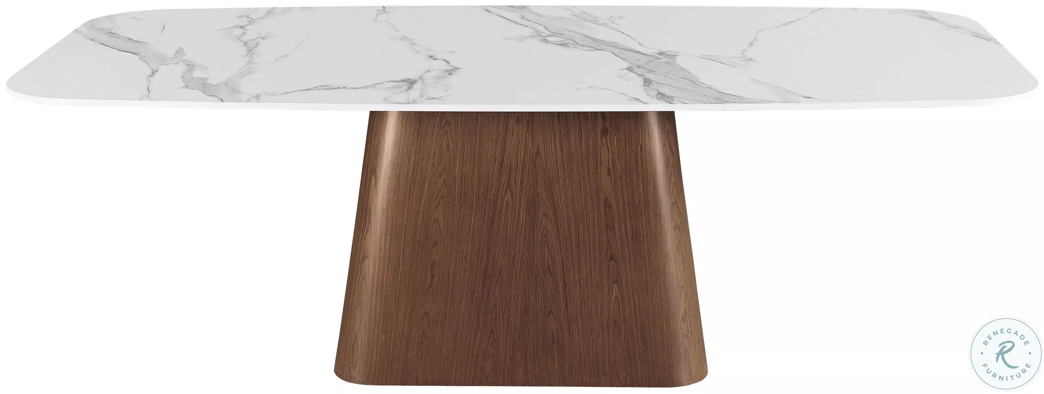 Kenza Matte White And Walnut Dining Table From Chintaly Imports