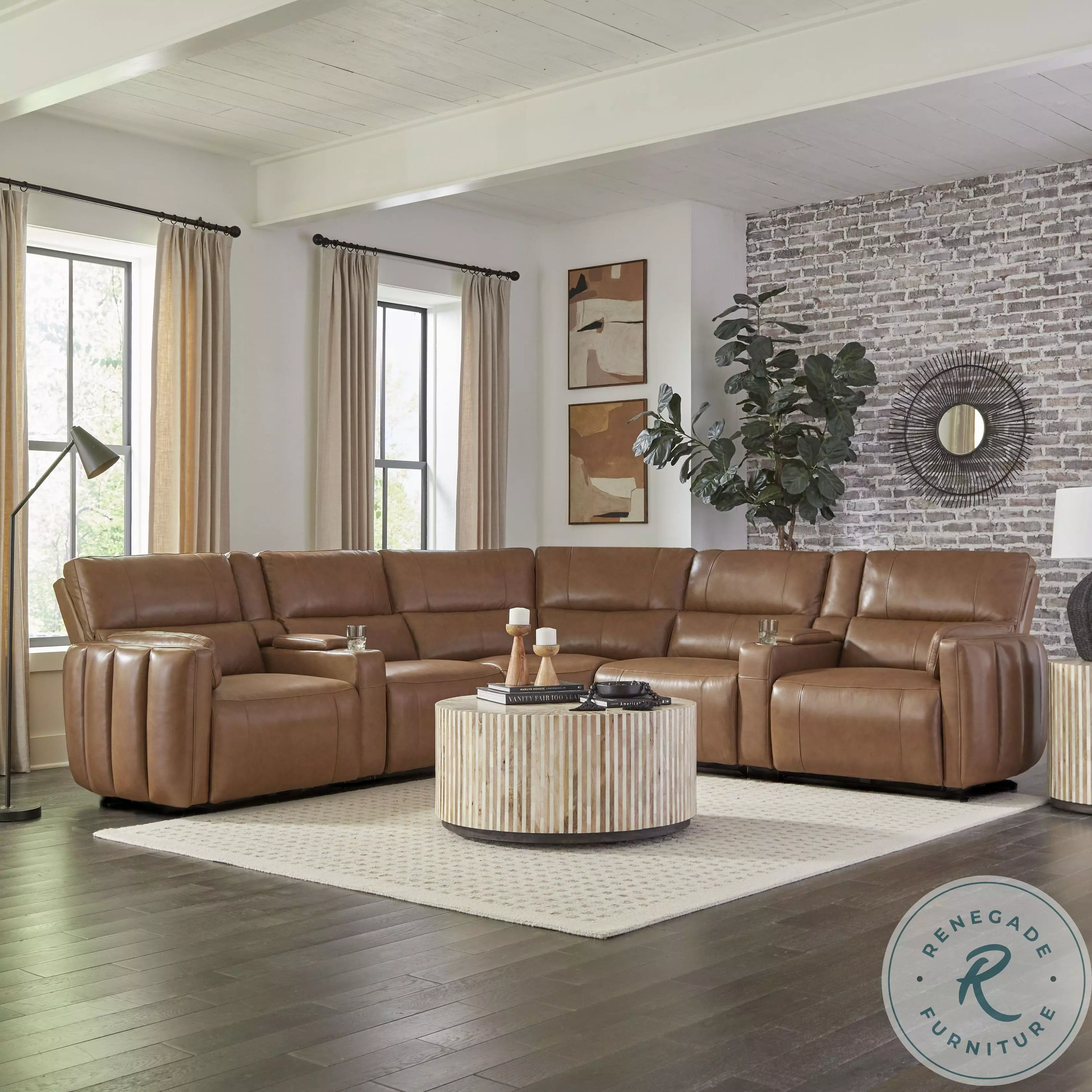 Modesto Sable Power Reclining Sectional With Power Headrest From