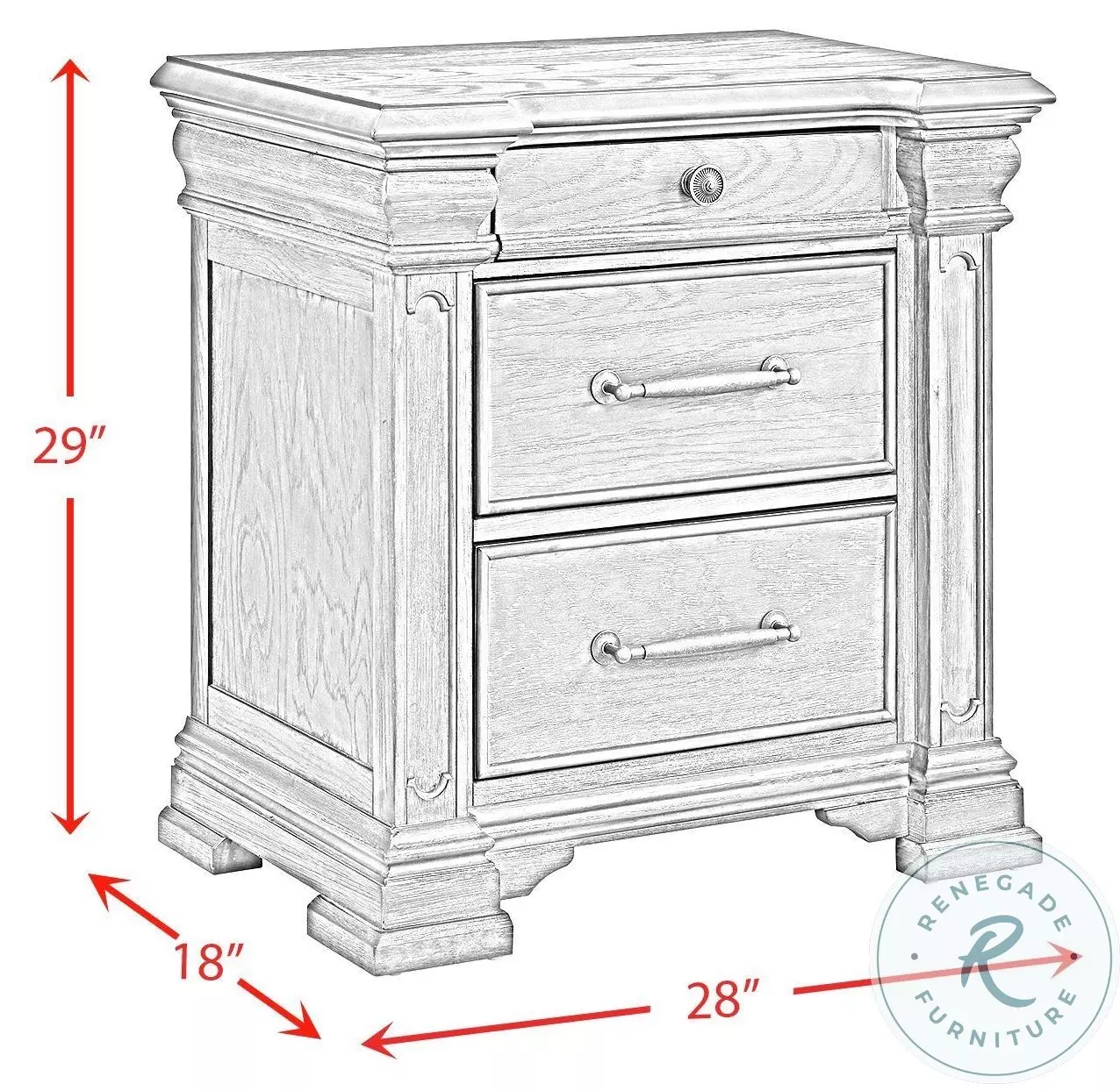 Paterson Grey 3 Drawer Nightstand