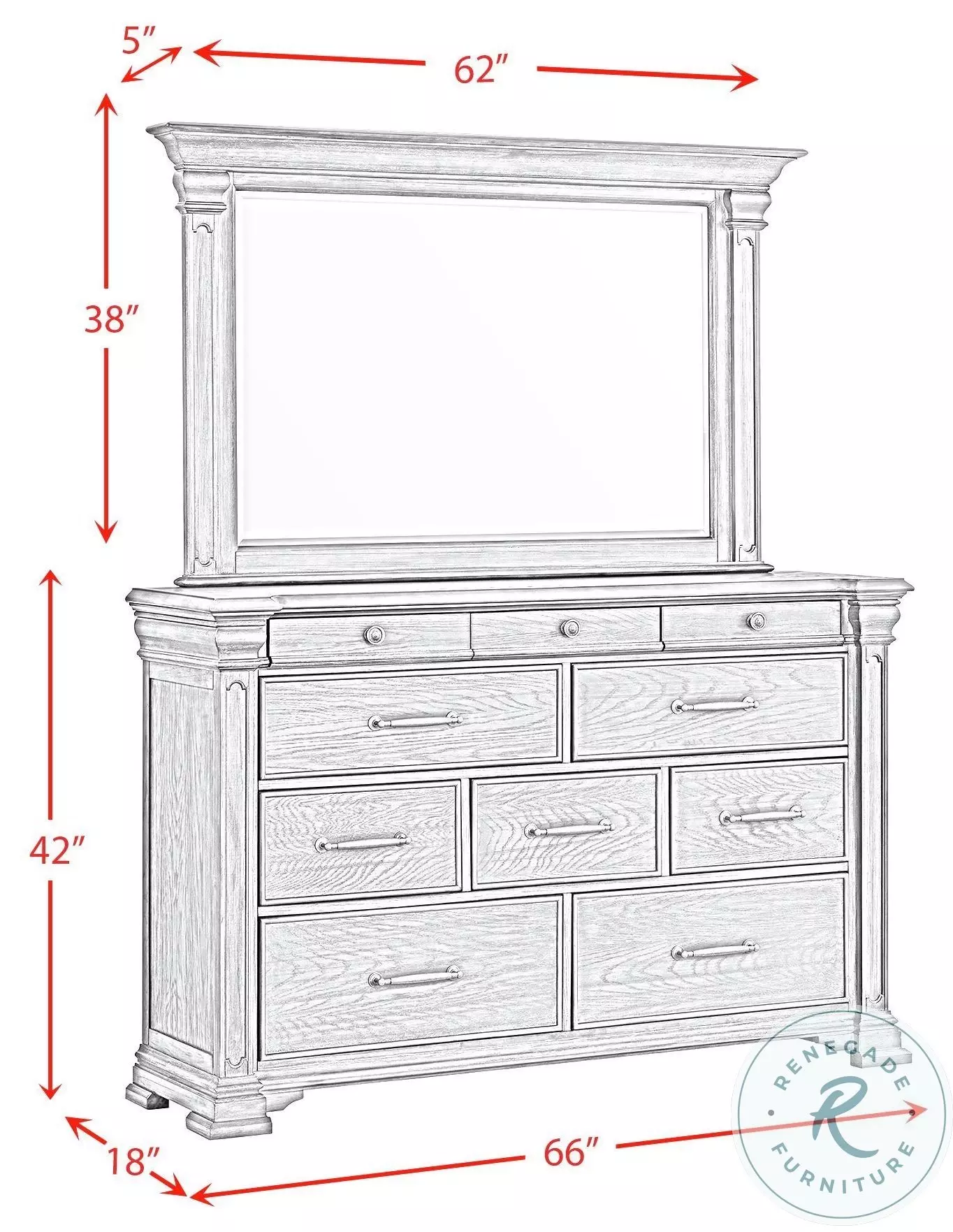 Paterson Grey 10 Drawer Dresser And Mirror