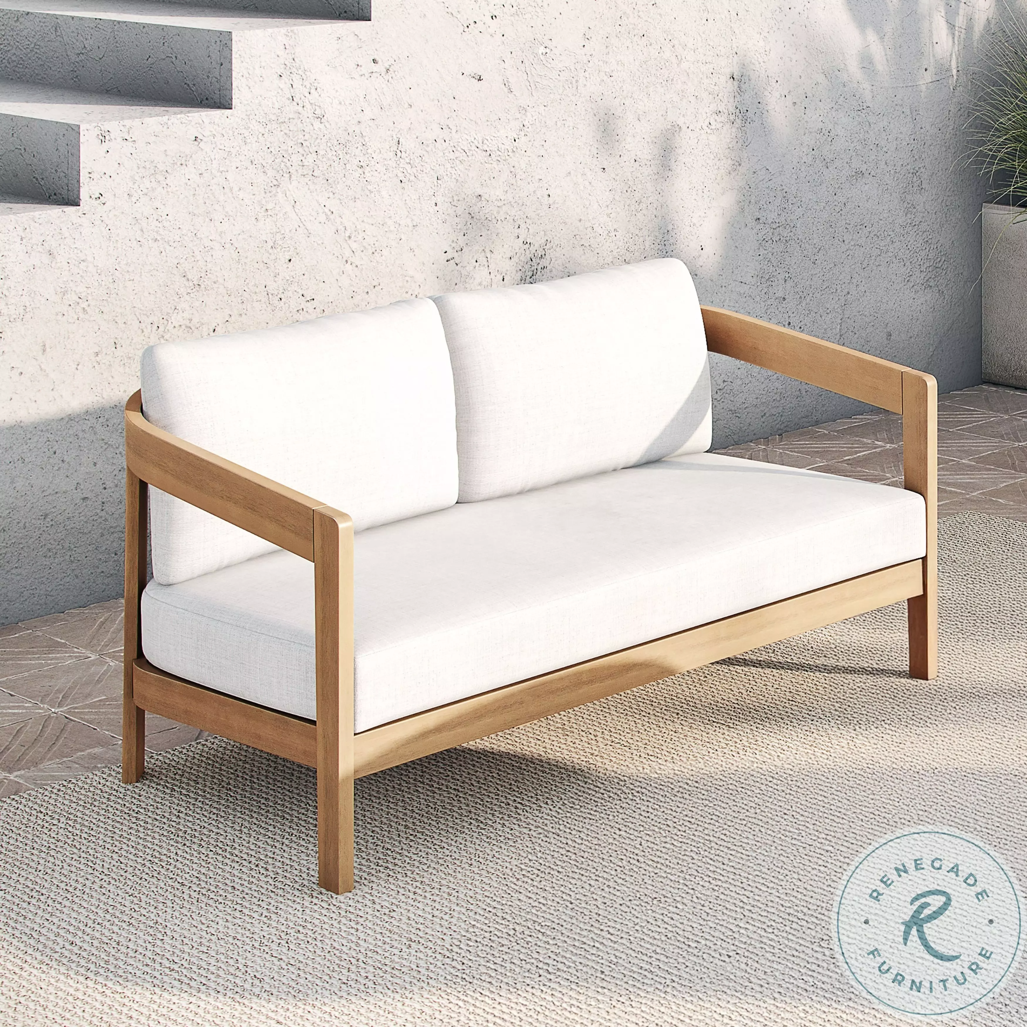 Wesley White Outdoor Patio Loveseat From New Classic | Coleman