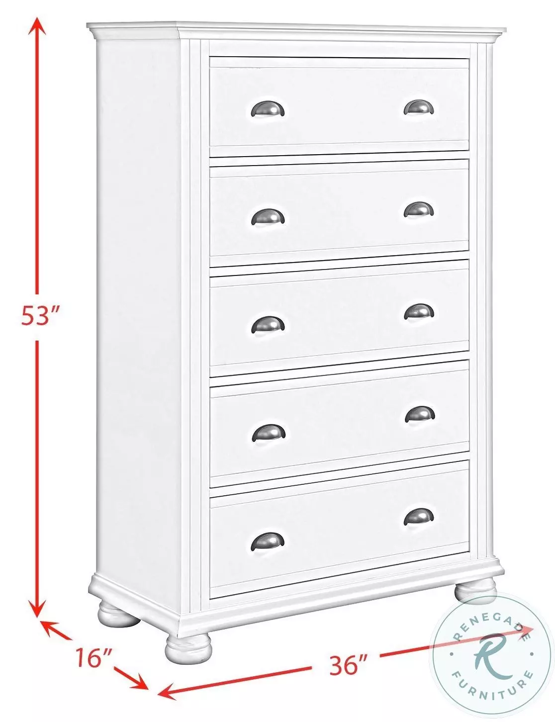 Conaughey White 5 Drawer Chest