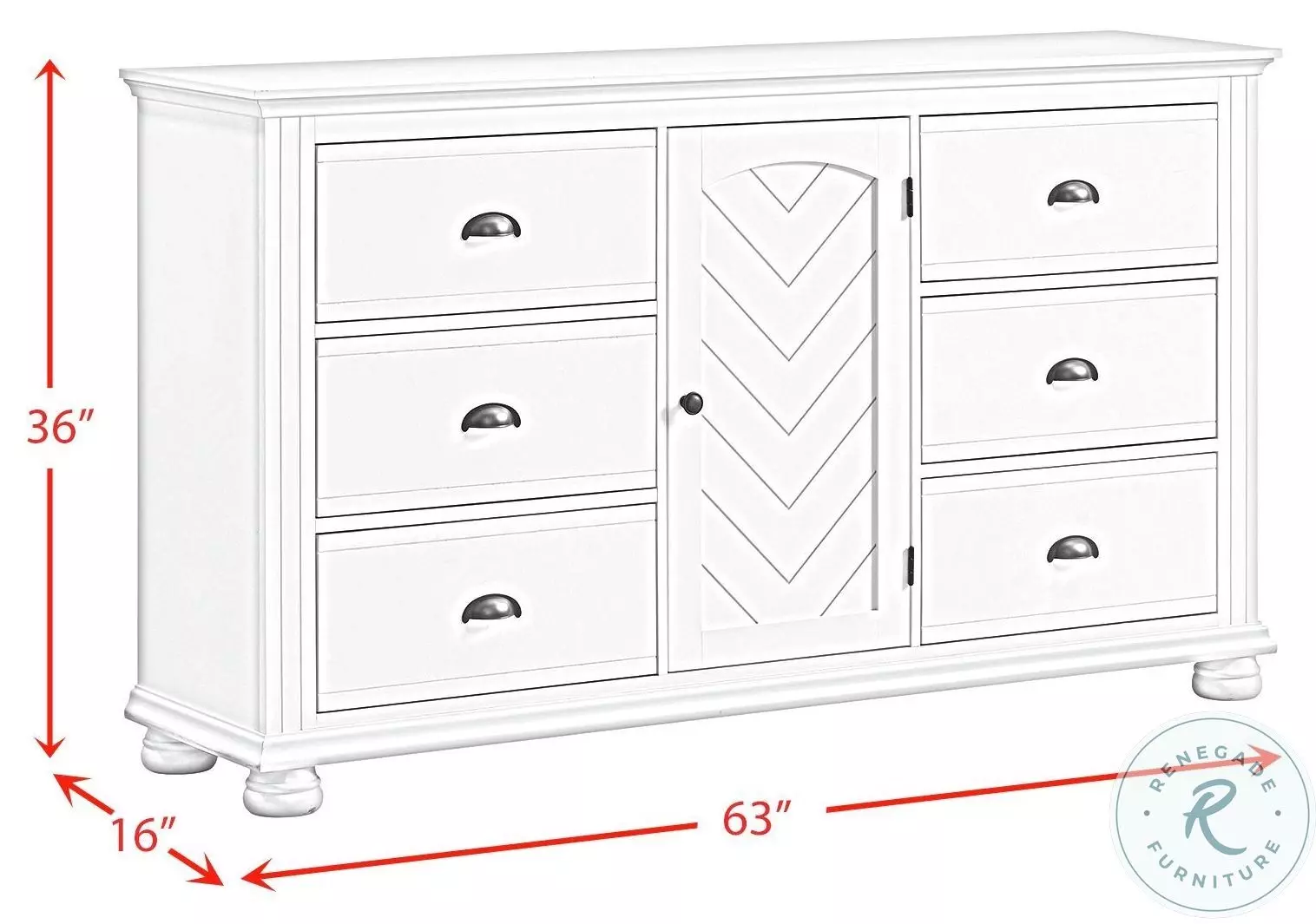 Conaughey White 6 Drawer Dresser