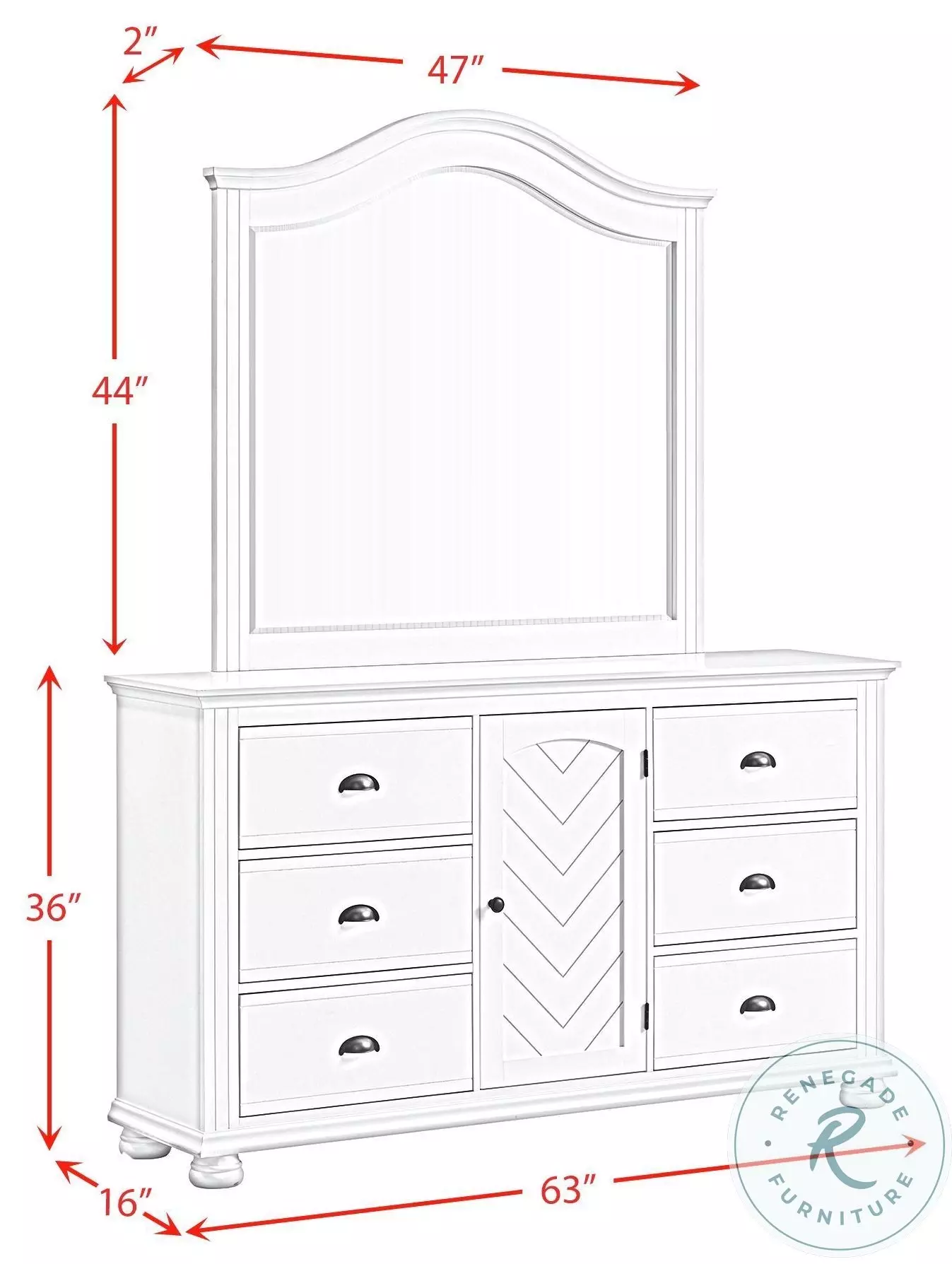 Conaughey White 6 Drawer Dresser And Mirror