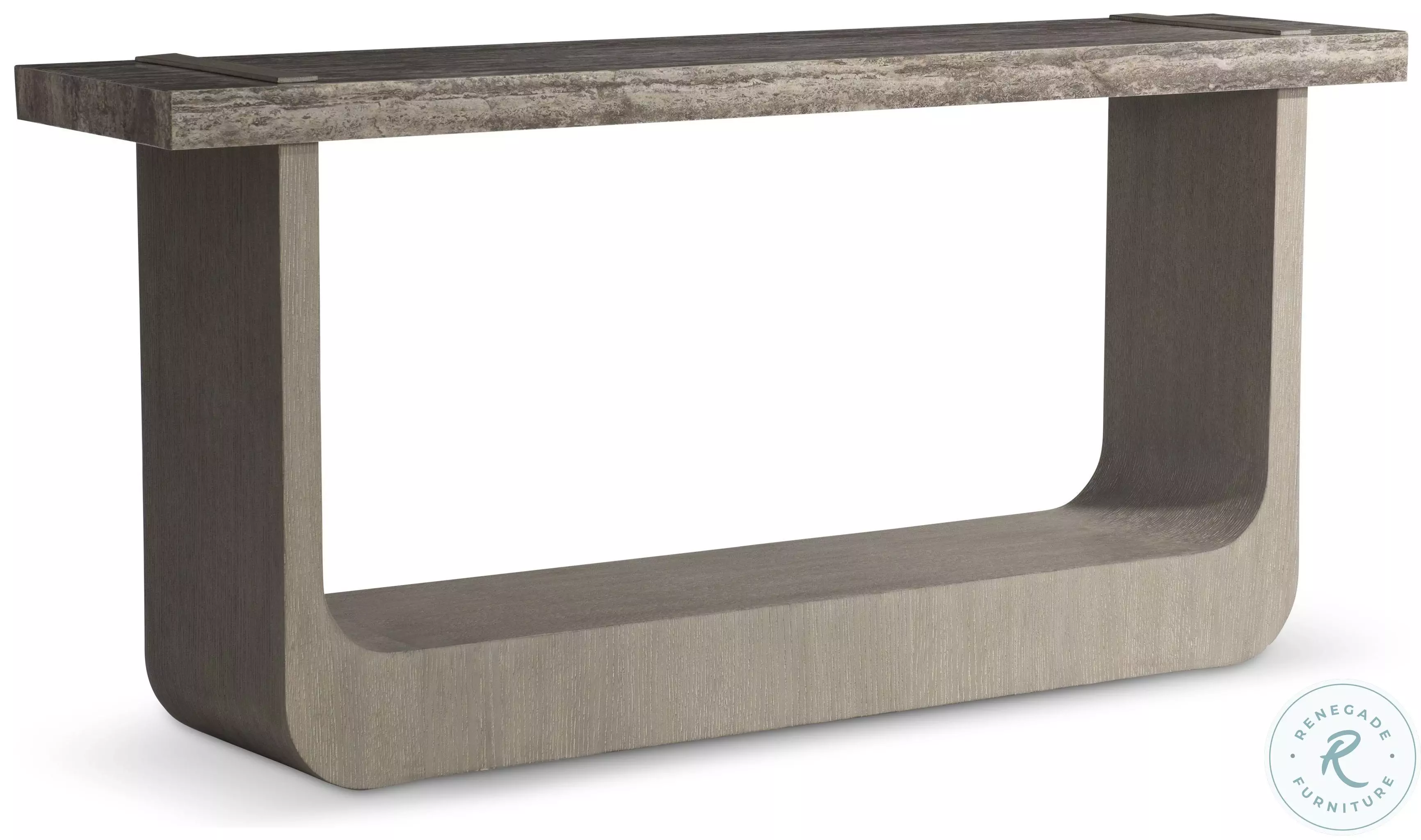 Azzura Weathered Greige Honed Silver Travertine Console Table From