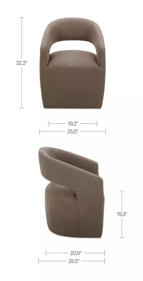Barrow Soft Taupe Performance Fabric Upholstered Swivel Dining Chair