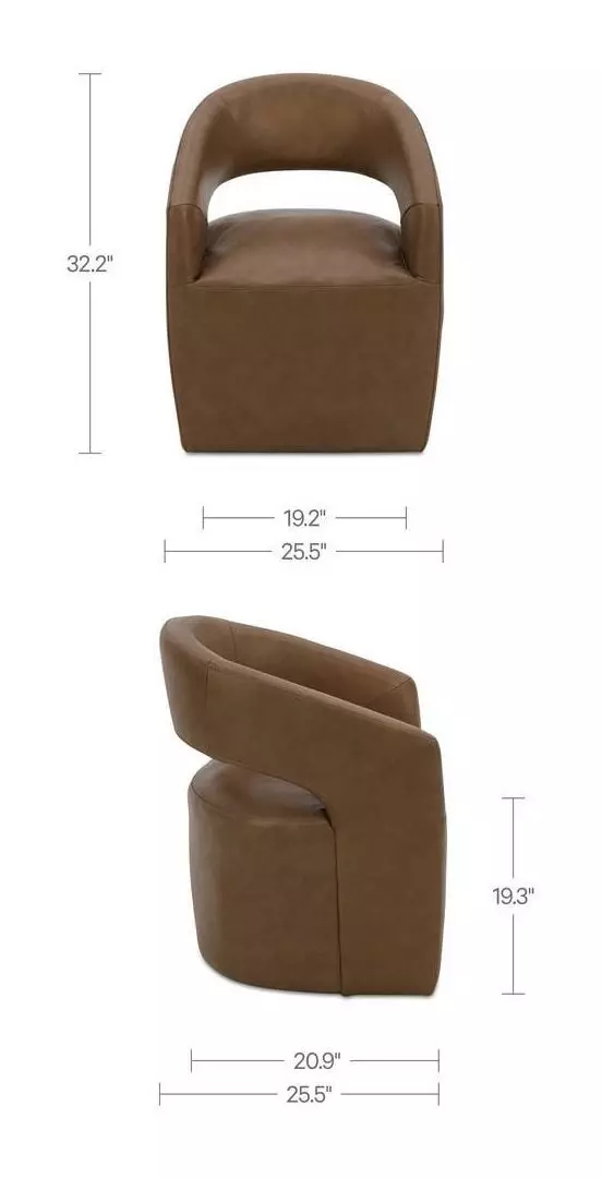 Barrow Tan Leather Upholstered Swivel Dining Chair