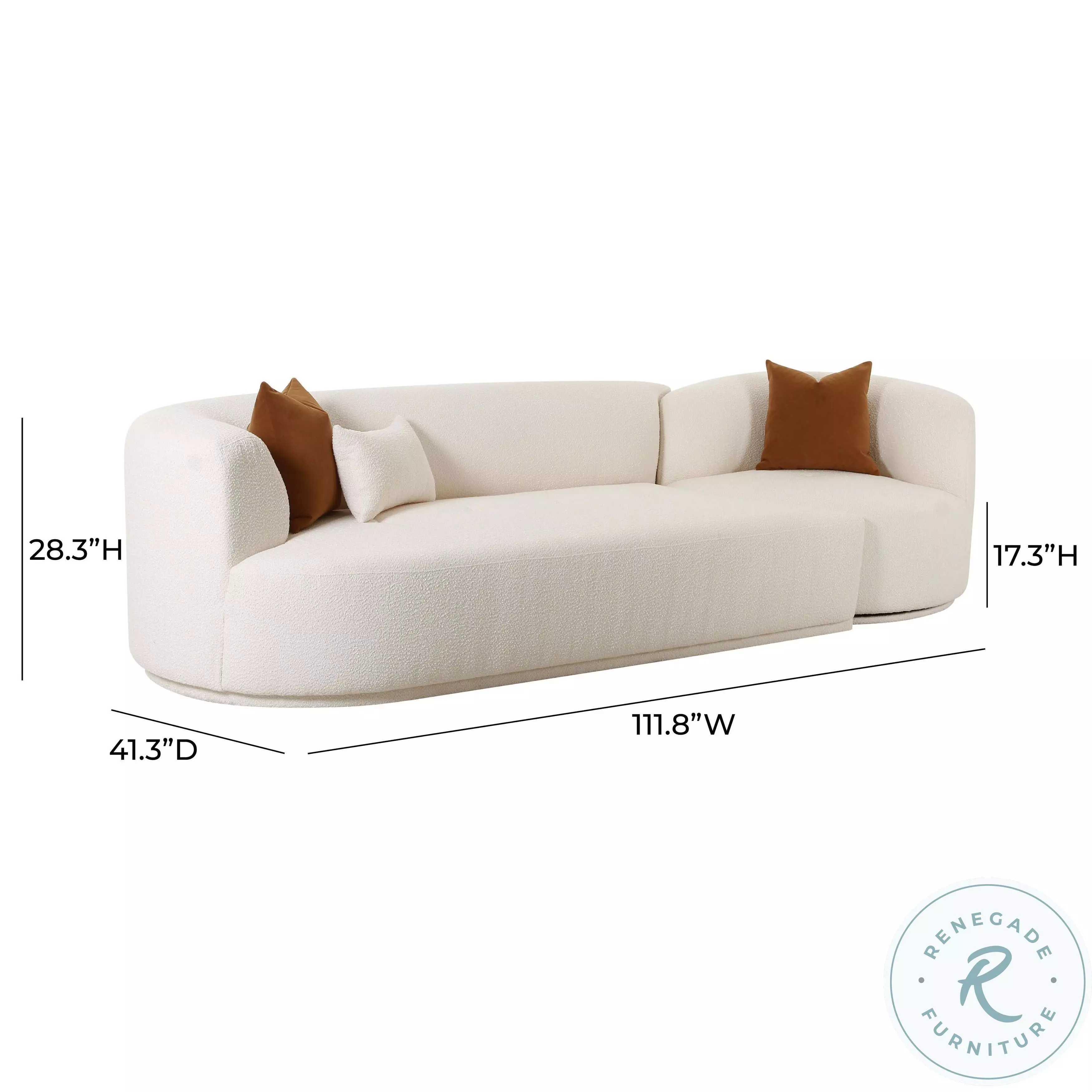 Fickle Cream Boucle 2 Piece Modular LAF 112" Sofa