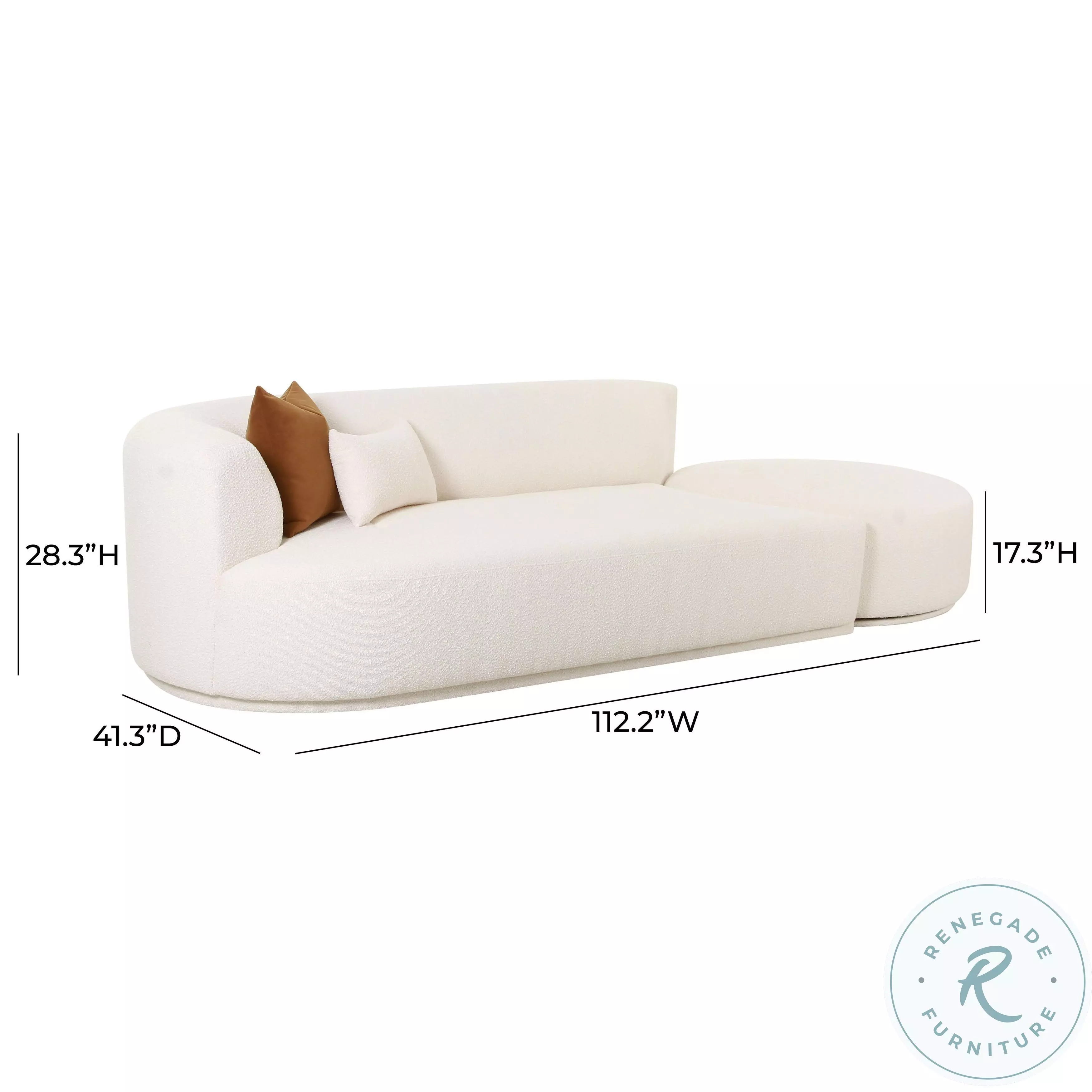 Fickle Cream Boucle 2 Piece Chaise Modular LAF 112" Sofa