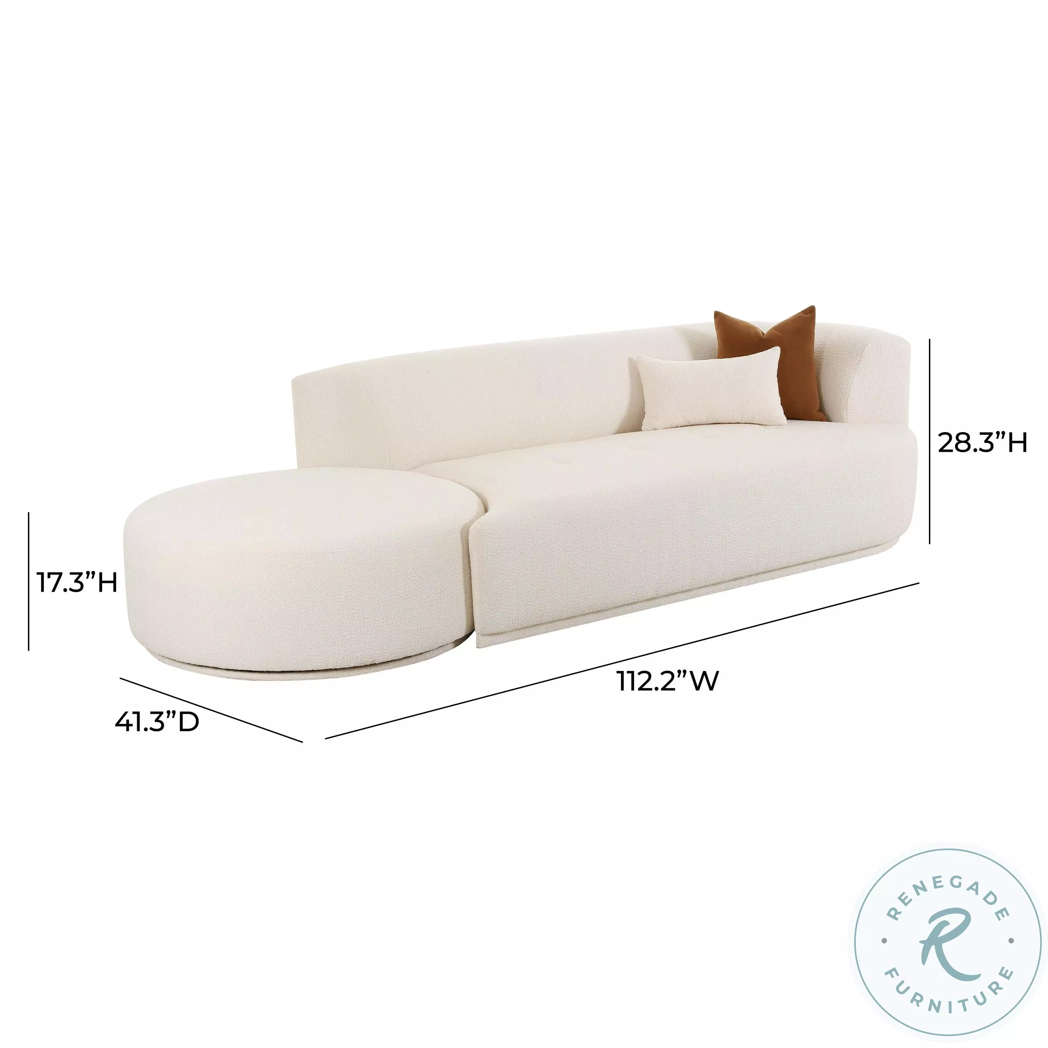 Fickle Cream Boucle 2 Piece Chaise Modular RAF 112" Sofa
