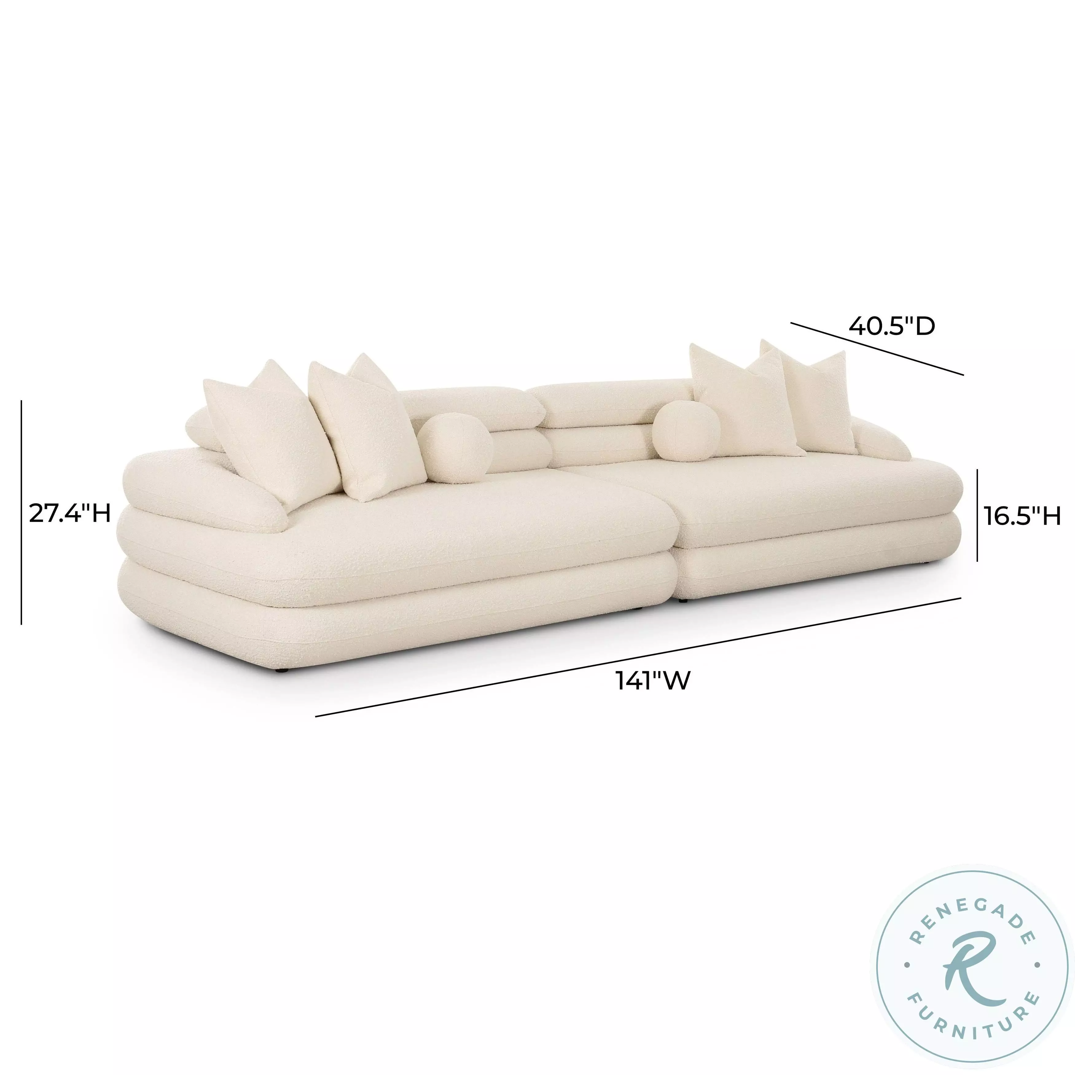 Lulu Cream Boucle Modular 141" Sofa