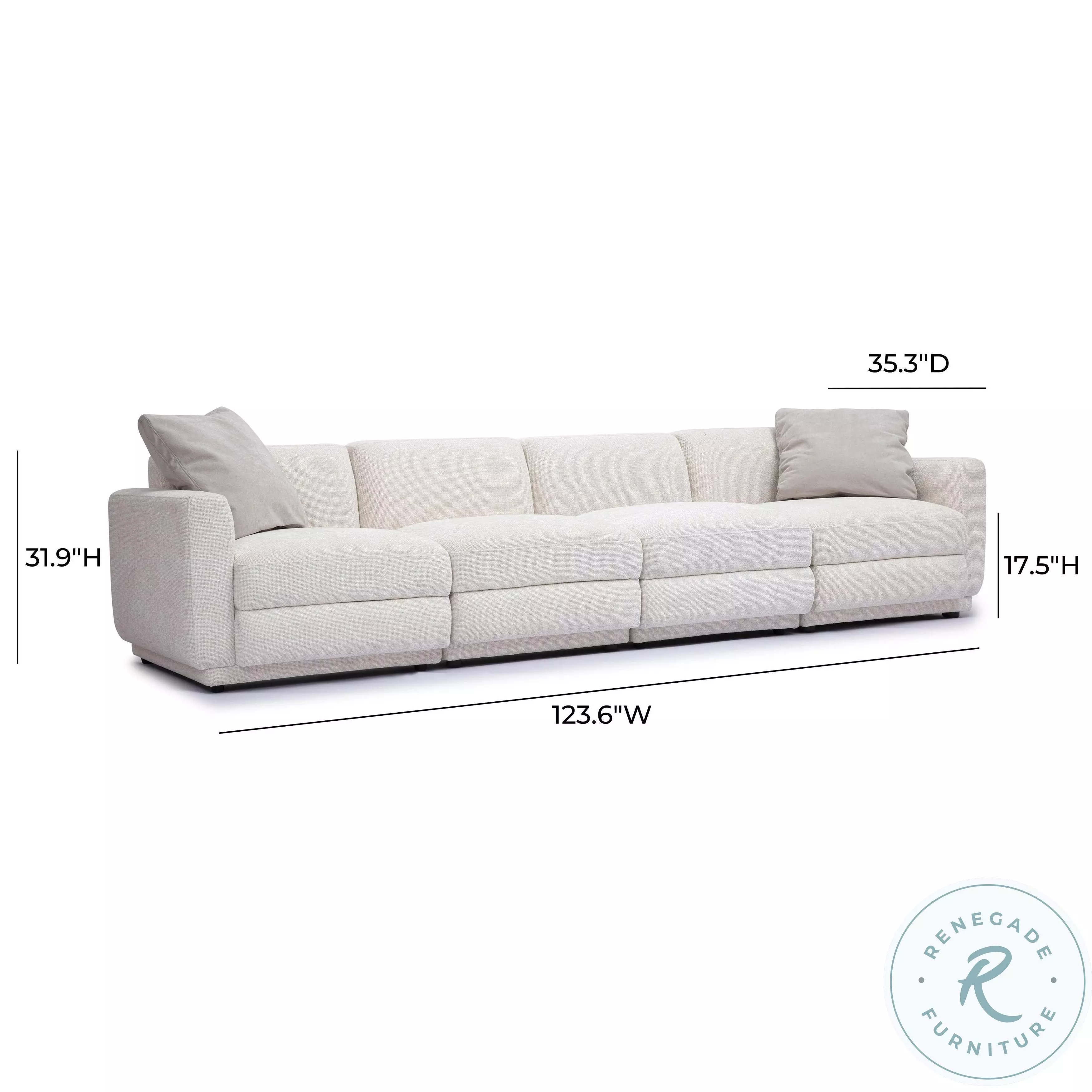 Perry Cream Chenille Modular Long 124" Sofa