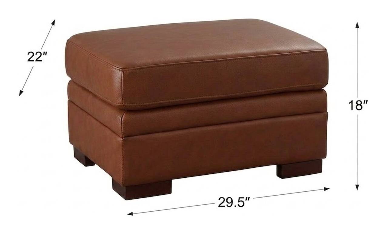 Langston Nutmeg Leather Upholstered Rectangular Ottoman