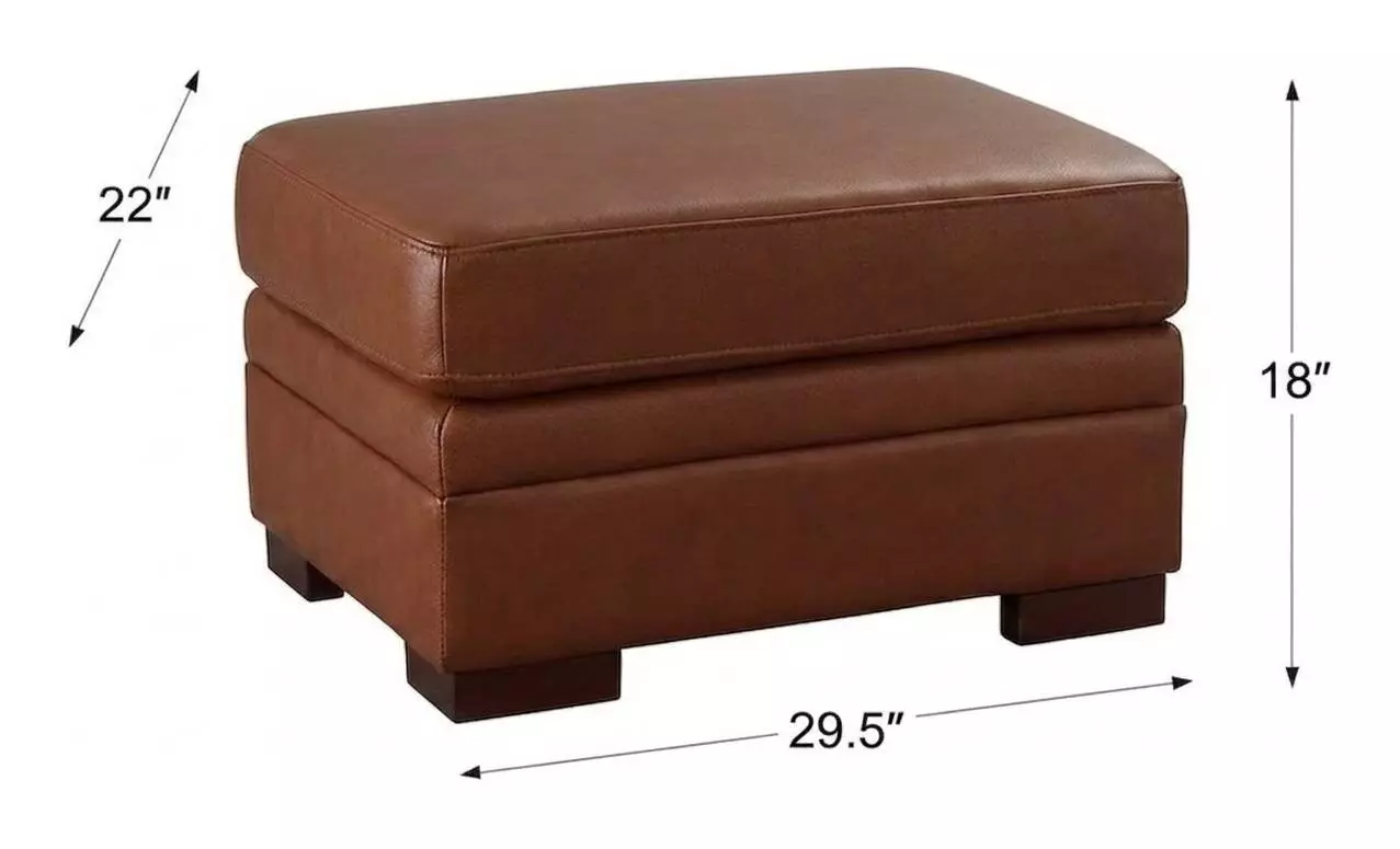 Langston Nutmeg Leather Upholstered Rectangular Ottoman