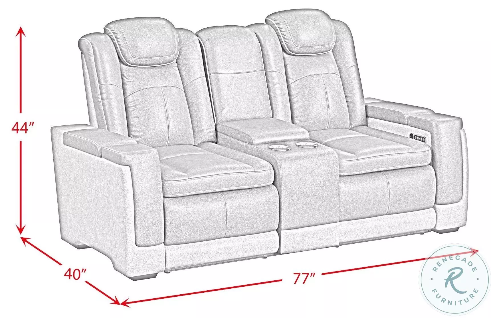 Niven Grey And Brown Power Reclining Loveseat with Adjustable Headrest