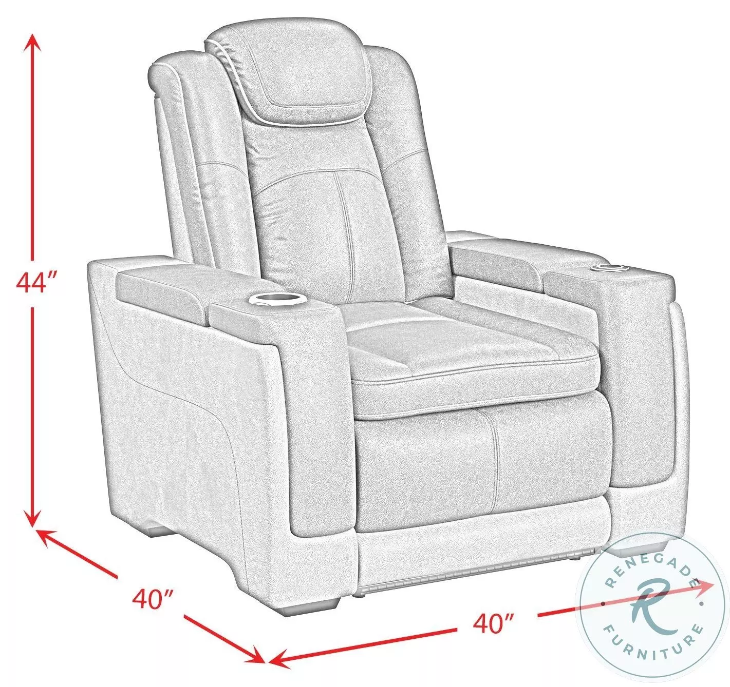 Niven Grey And Brown Power Recliner with Adjustable Headrest