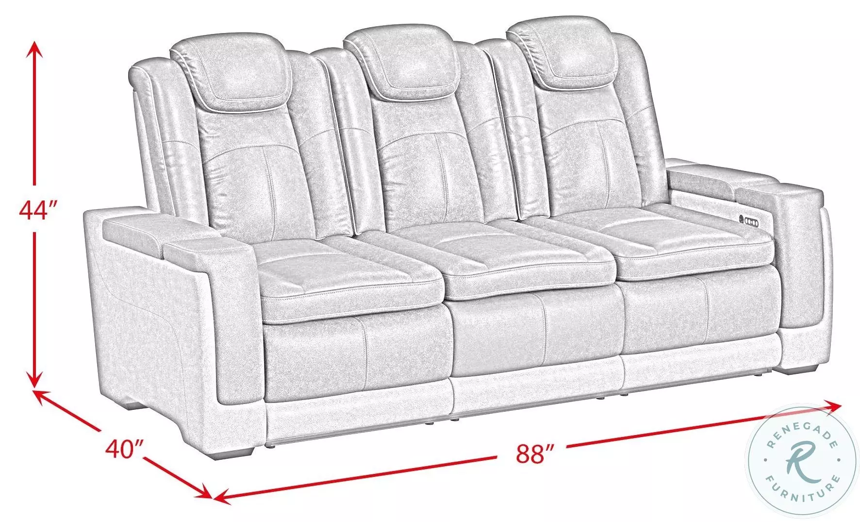Niven Grey And Brown Power Reclining Sofa with Adjustable Headrest