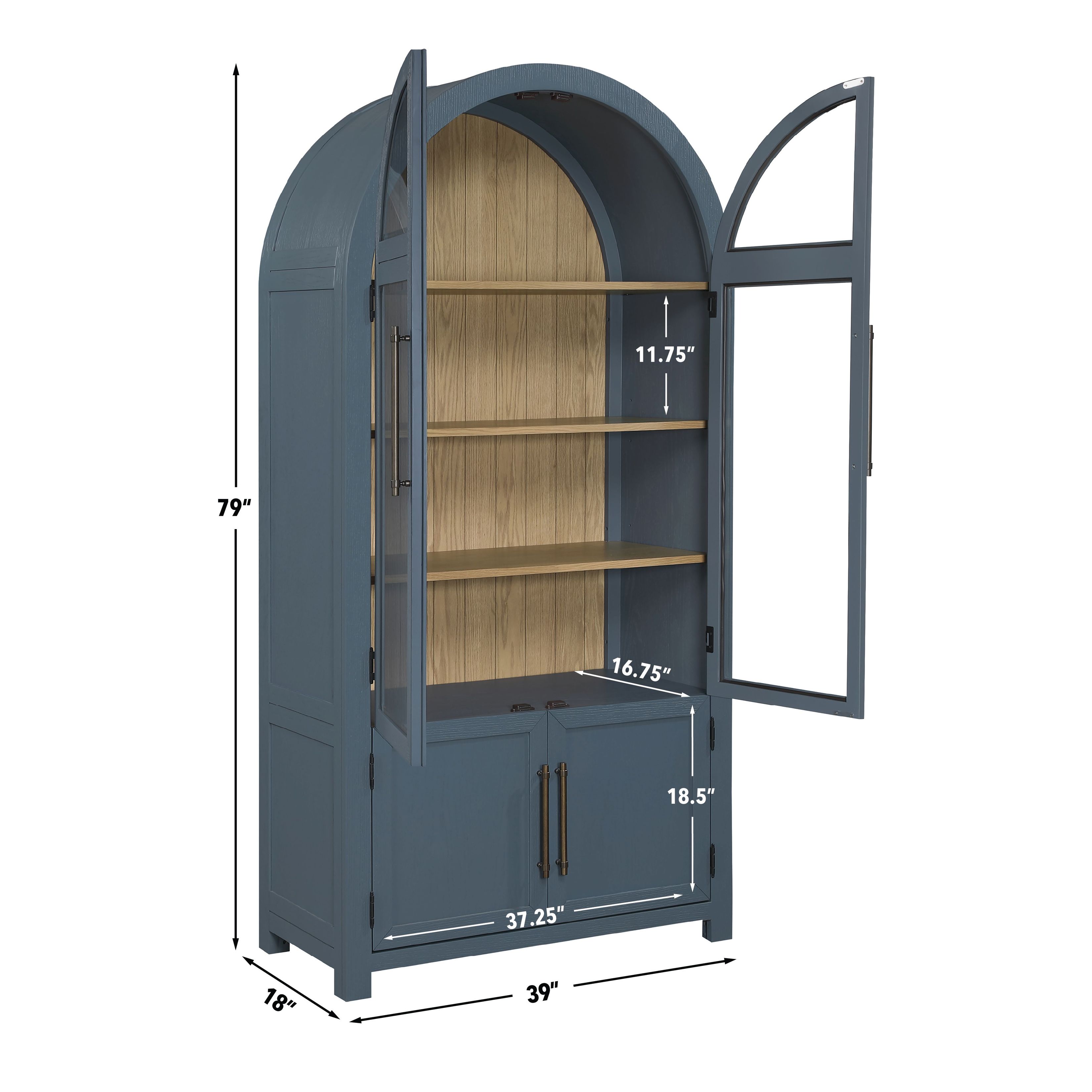 Magnolia Blue 4 Door Curio Cabinet