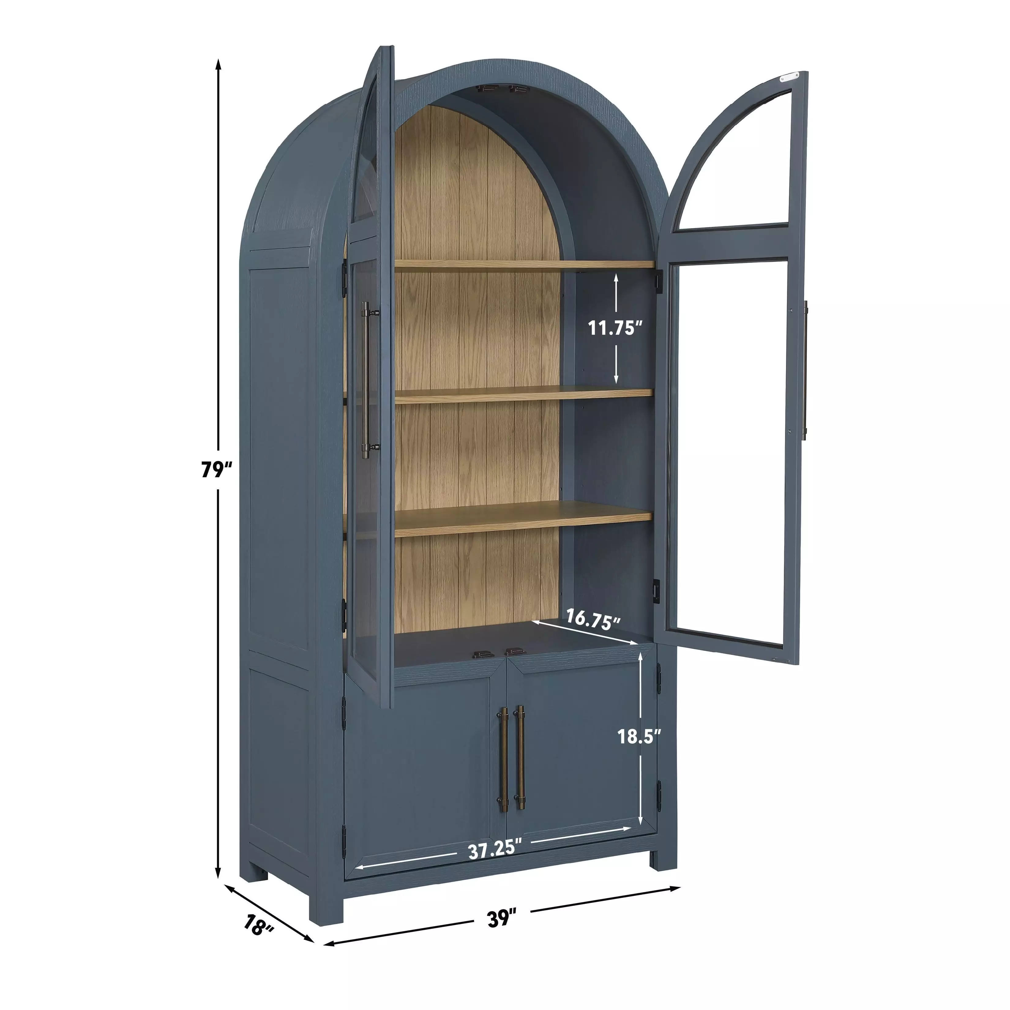 Magnolia Blue 4 Door Curio Cabinet