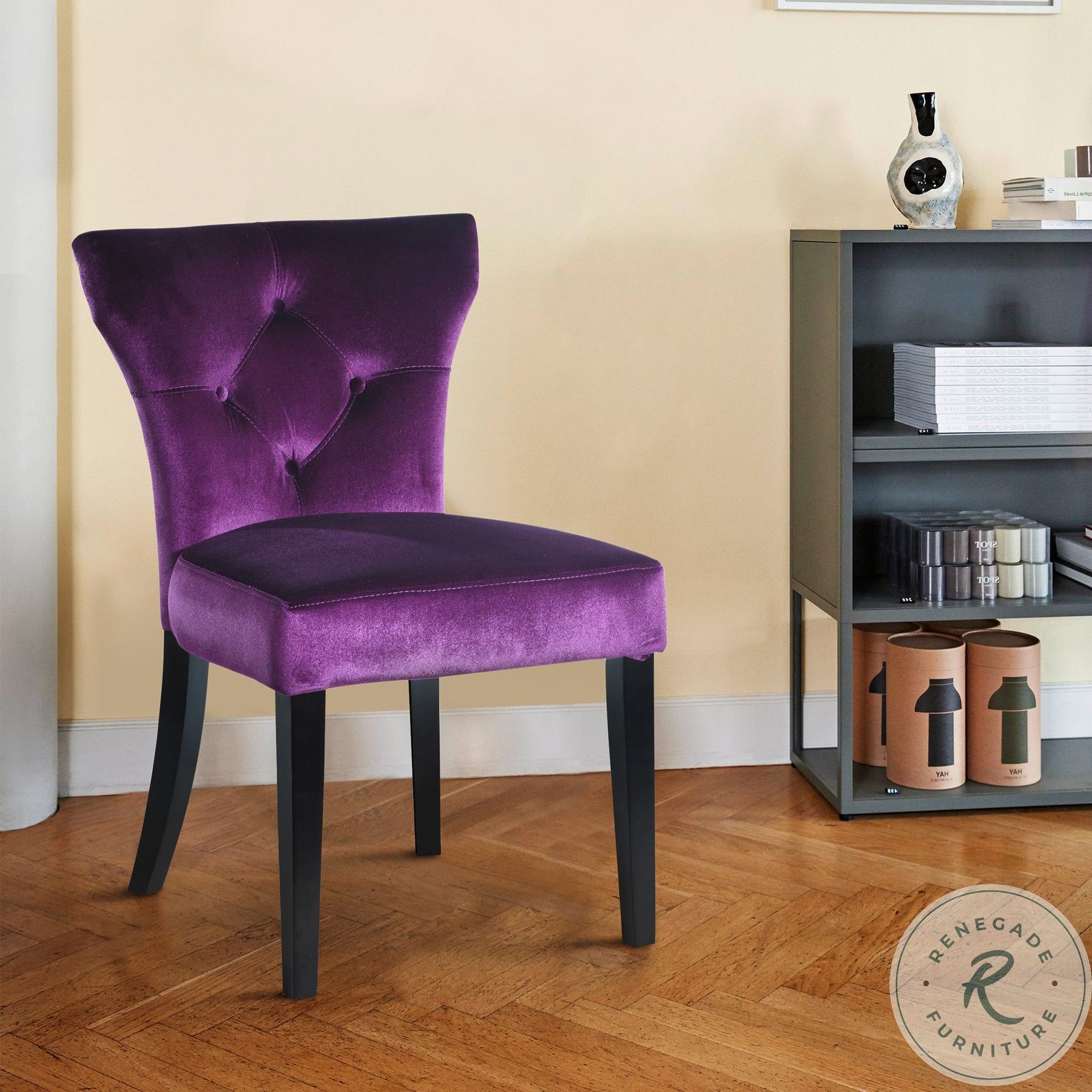 Elise Purple Velvet Side Chair Set of 2 from Armen Living Coleman