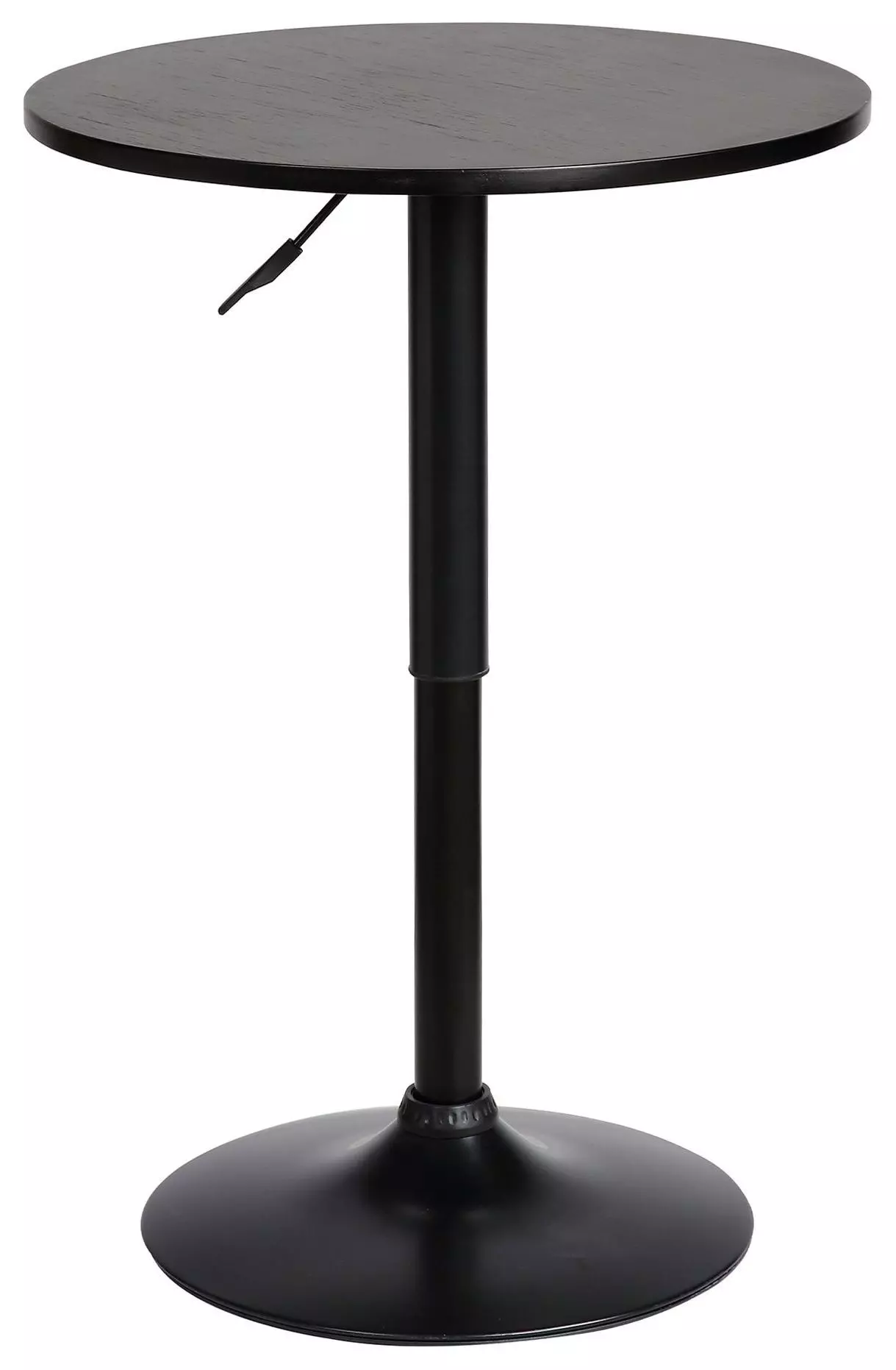 Bentley Adjustable Pub Table in Black Brushed Wood and Black Metal finish