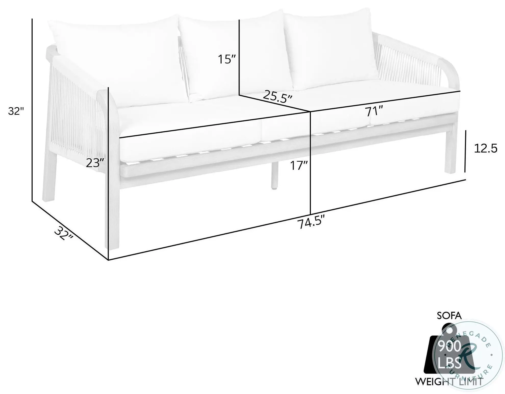 Cypress Ivory Outdoor 75" Patio Sofa