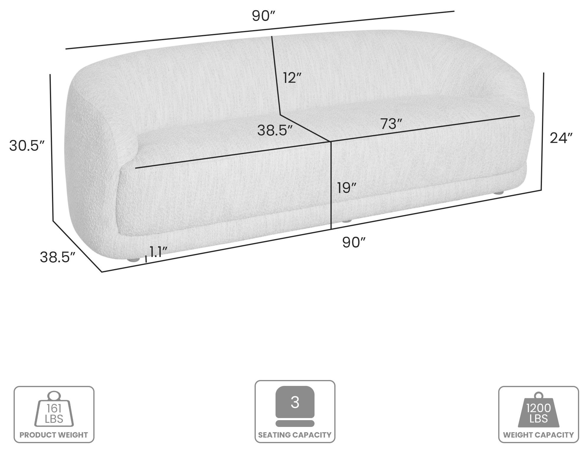 Figueroa Sand Performance Fabric 90" Sofa