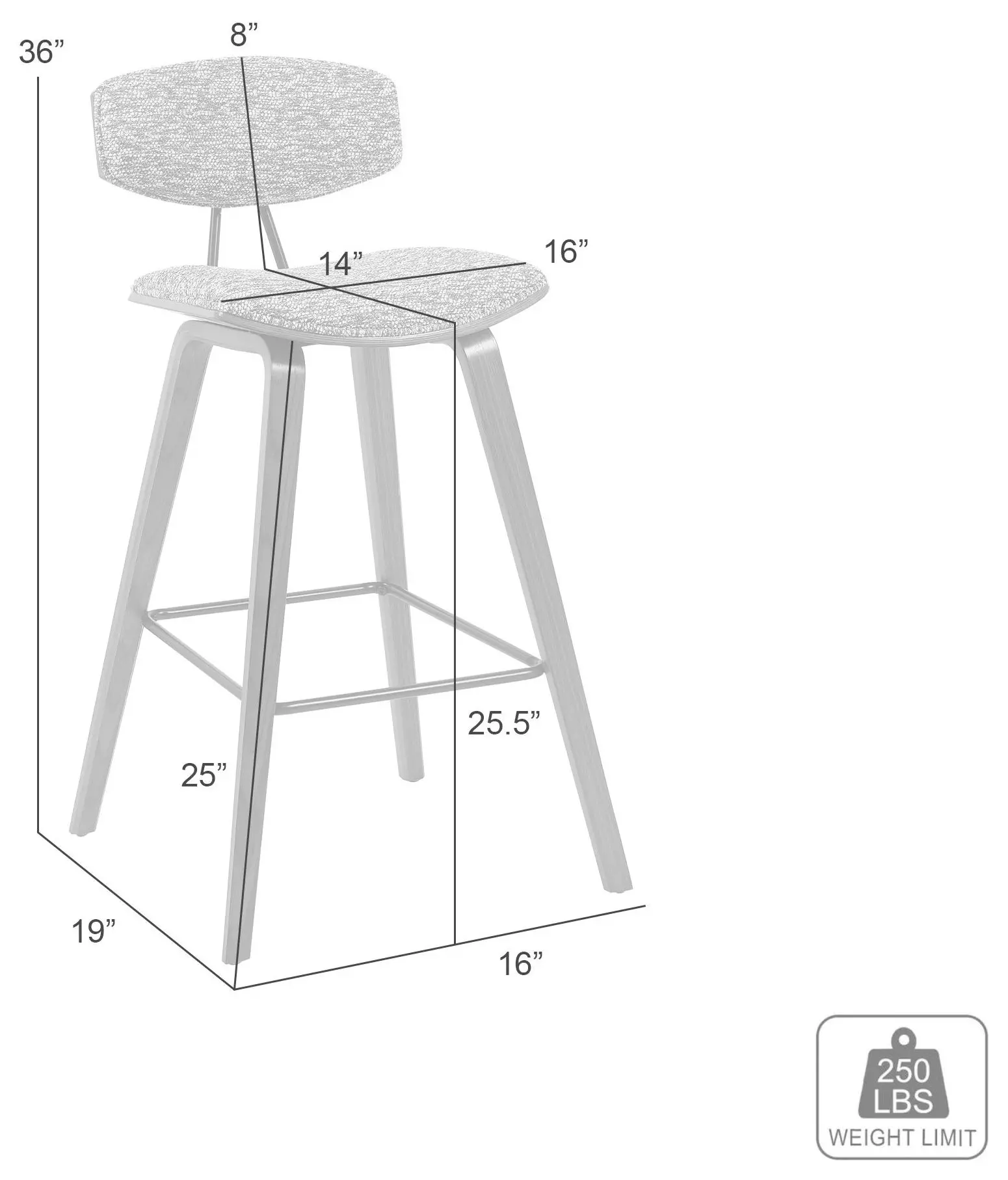 Fox Black and Speckled Blue Upholstered Counter Height Stool