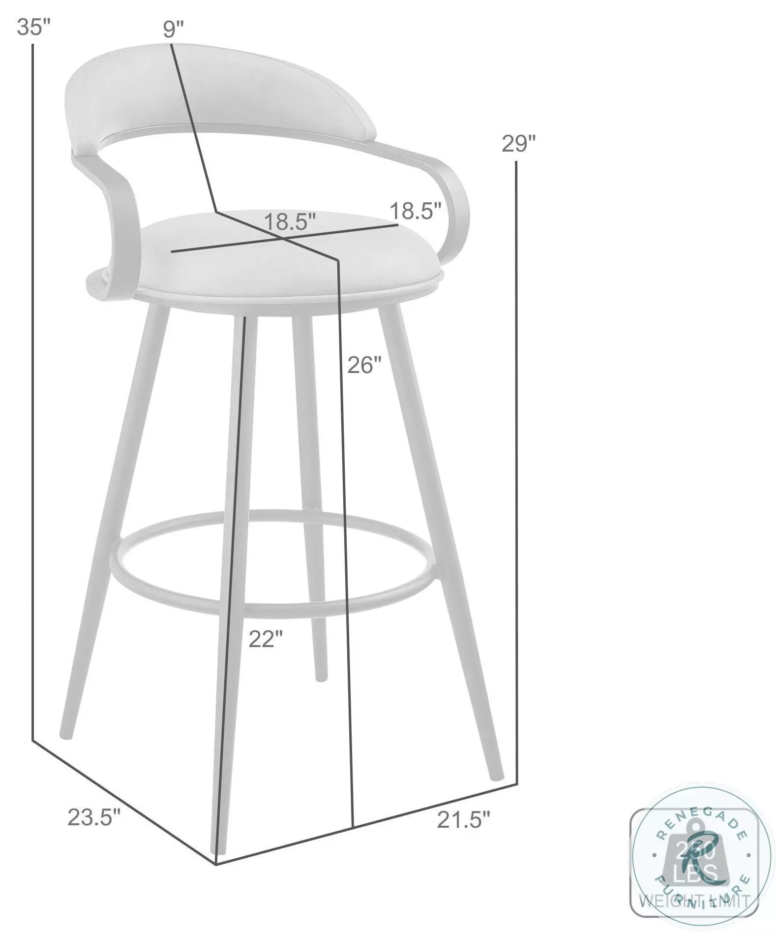 Gardenia Vintage Gray Swivel Counter Height Stool