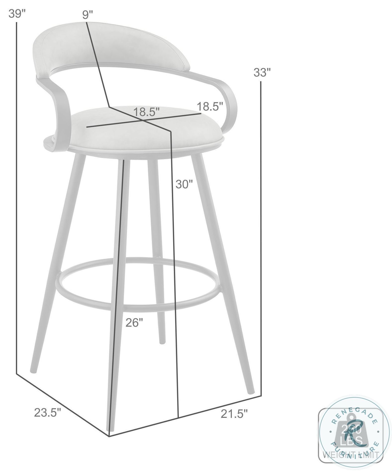 Gardenia Vintage Gray Swivel Bar Stool