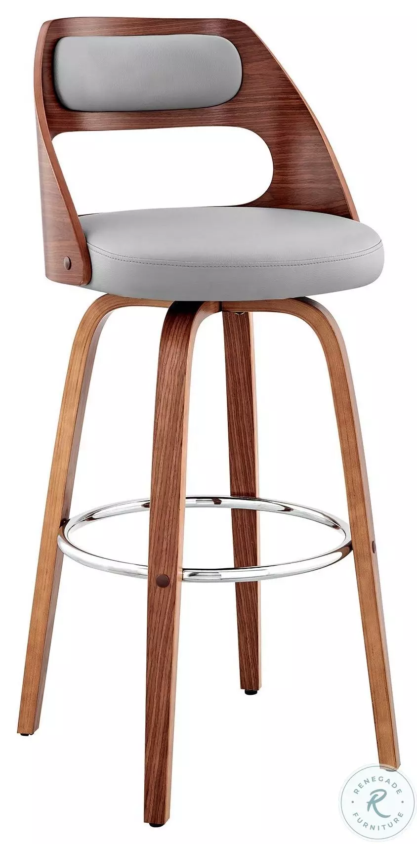 Julius Gray Faux Leather And Walnut Wood 30