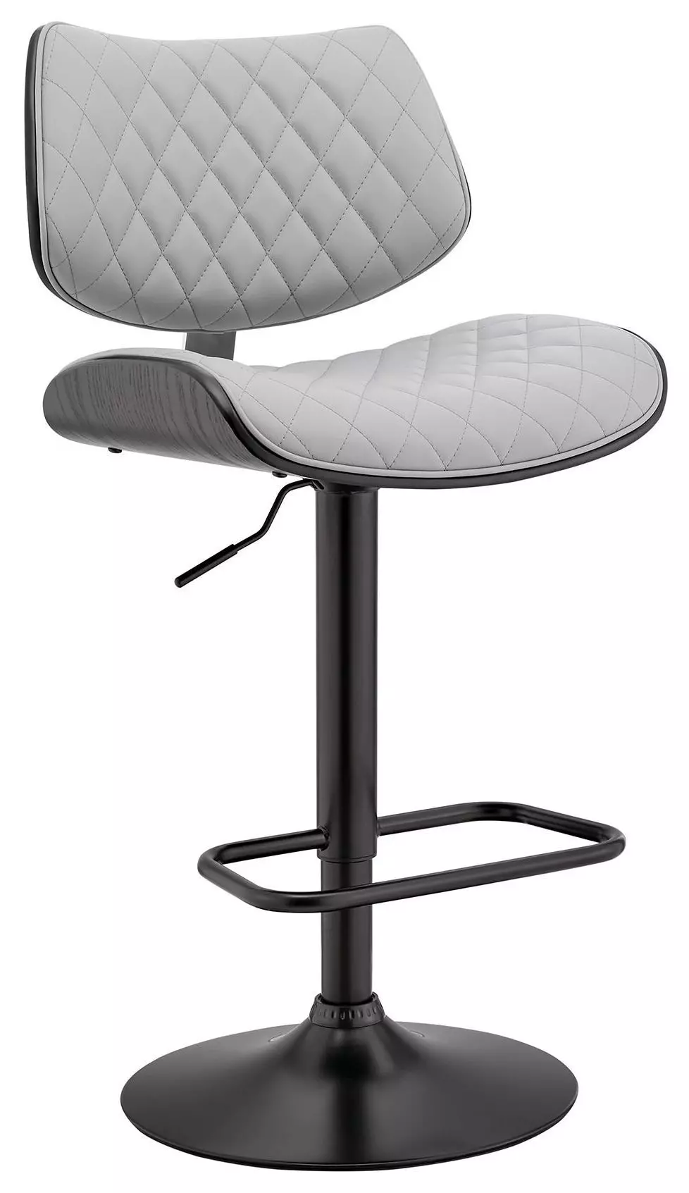 Leland Adjustable Gray Faux Leather and Black Finish Bar Stool