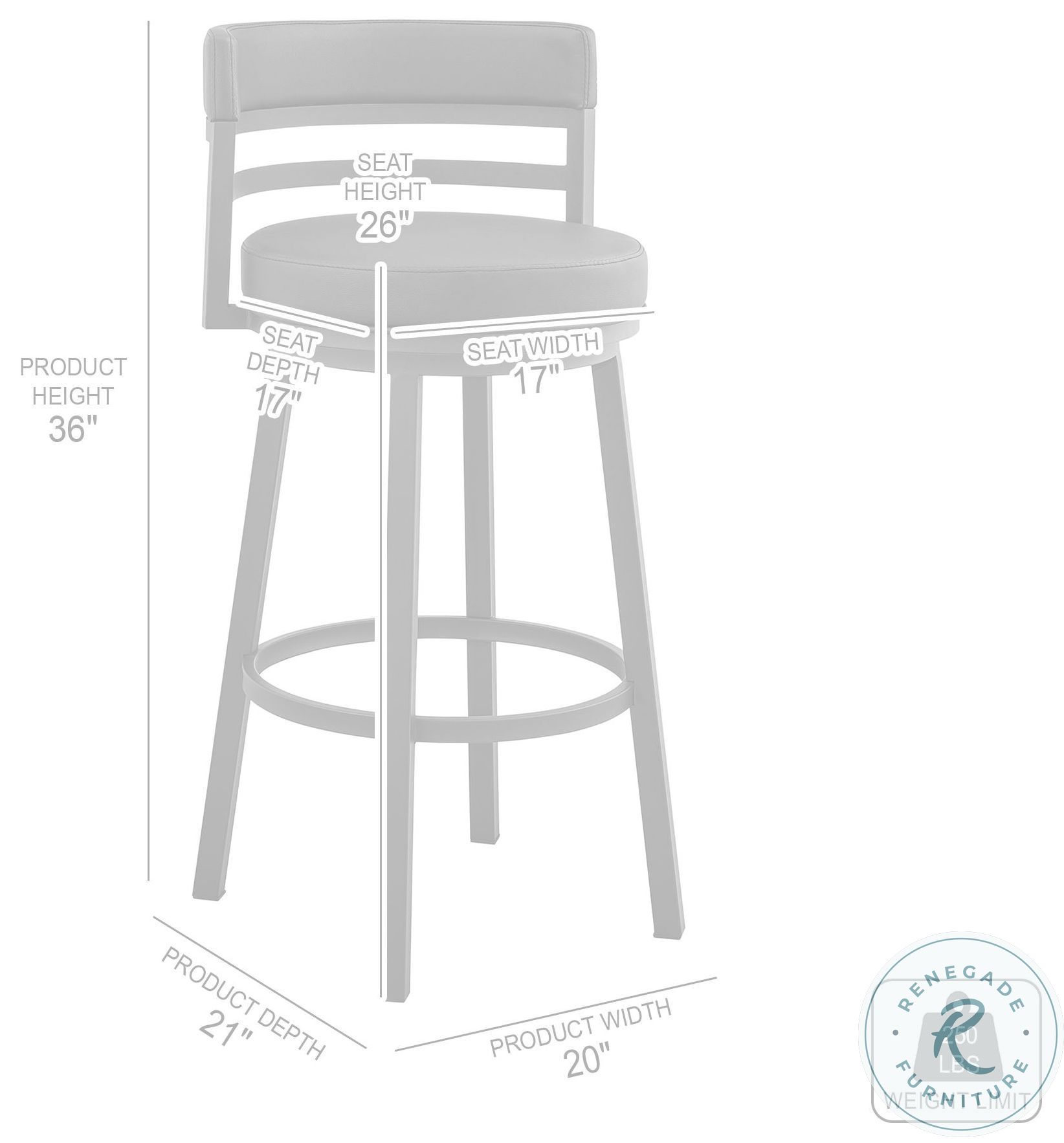 Madrid Black 26" Swivel Counter Height Stool From Armen Living