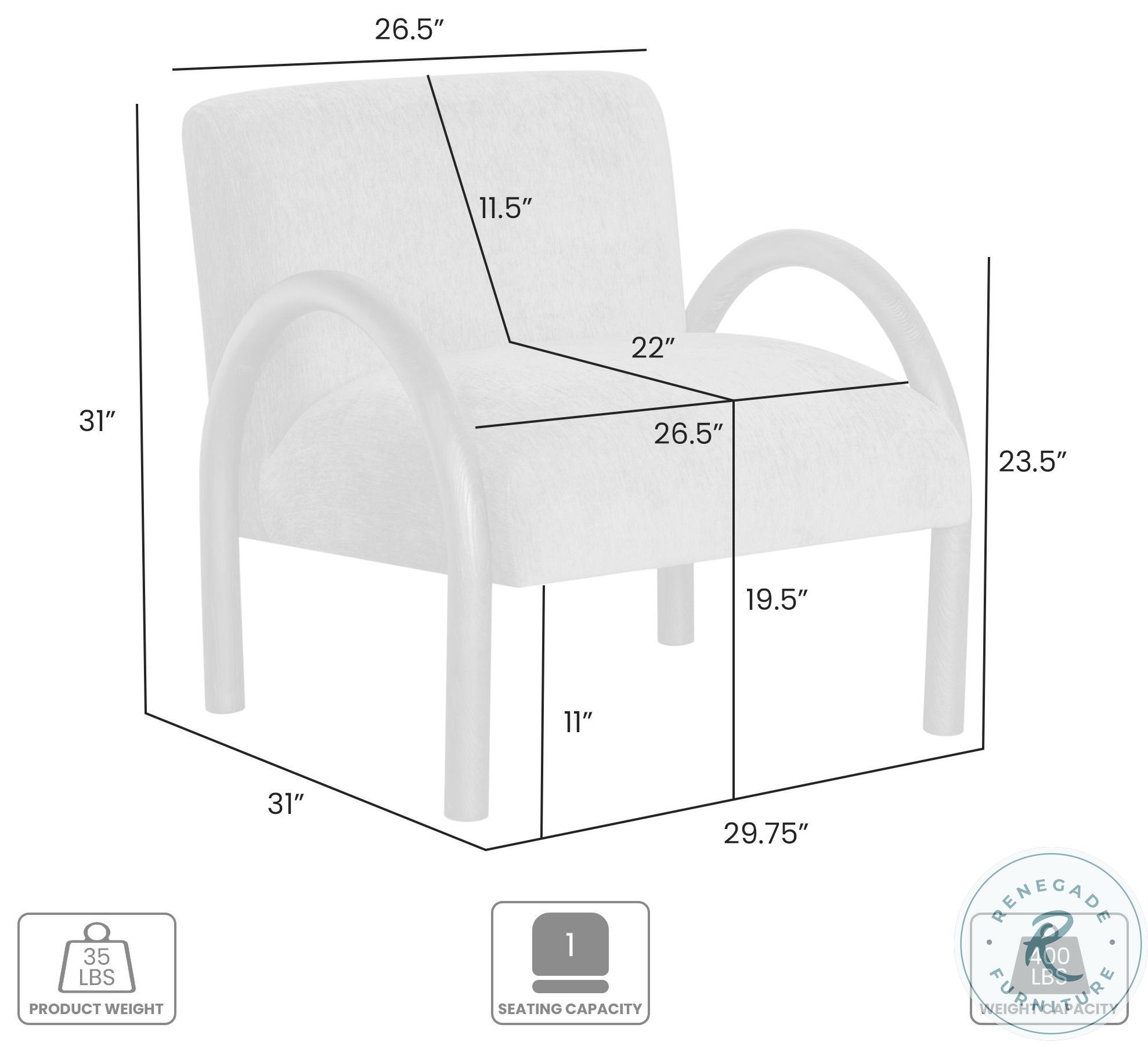 Rae Alpine Fluff Performance Fabric Accent Chair
