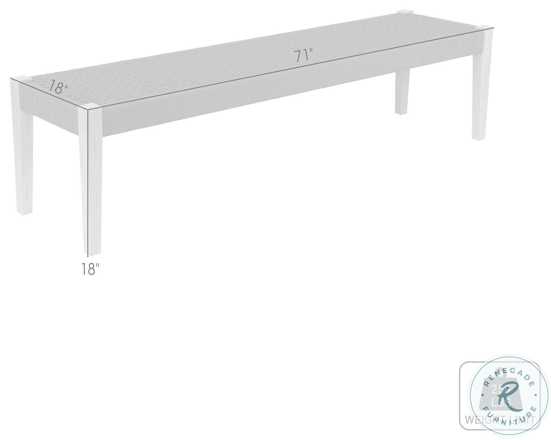 Rhett Light Eucalyptus and Charcoal Rope 71" Outdoor Dining Bench