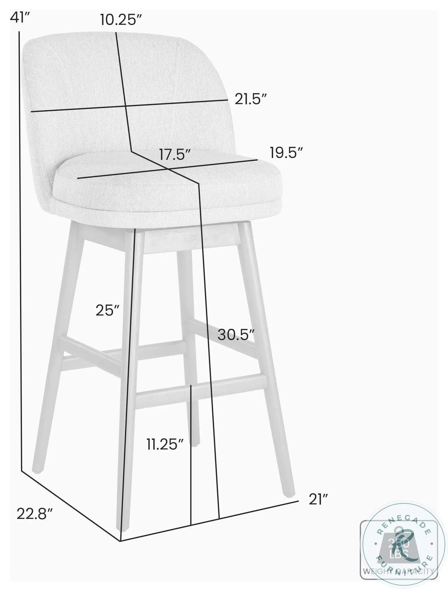 Sadie Taupe Upholstered Swivel 30" Bar Stool